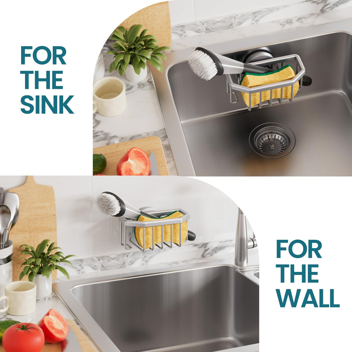 Sponge Holder for Kitchen Sink with Suction Cup