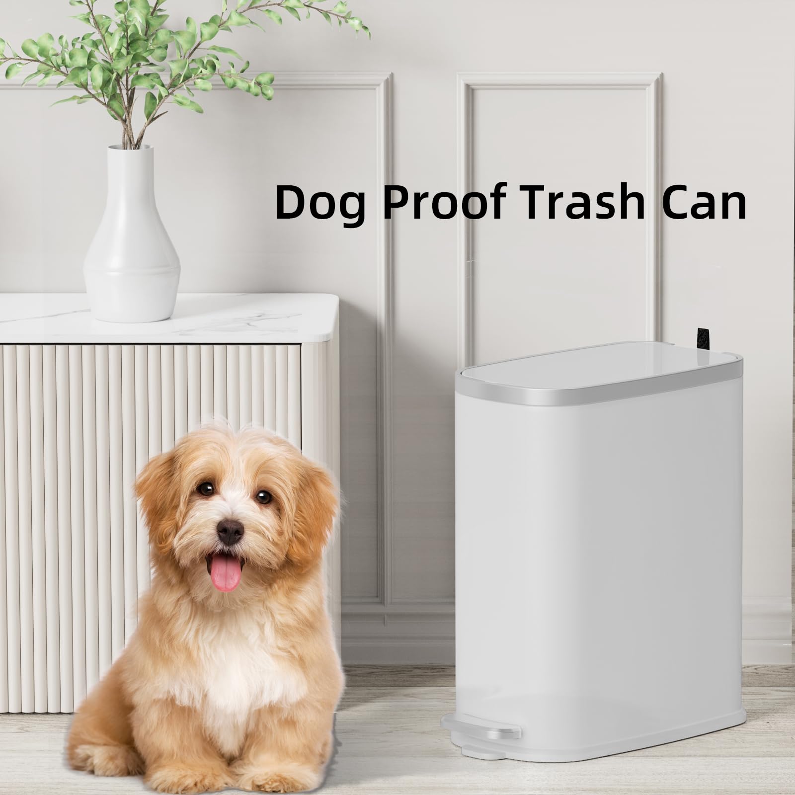 Slim Bathroom Trash Can with Lid Soft Close
