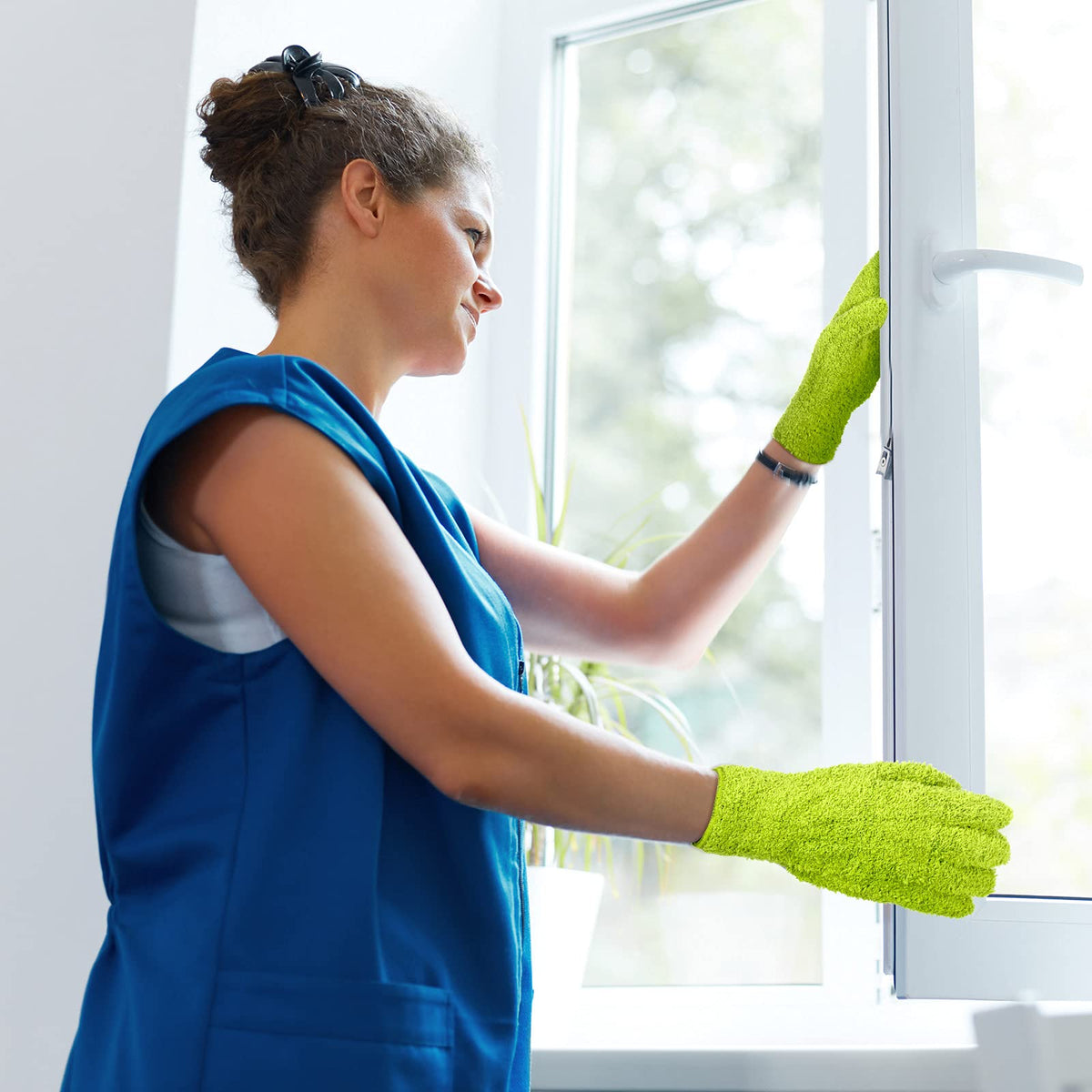4 Pairs Microfiber Dusting Gloves Washable Reusable Cleaning Gloves Mittens for Plants House Cleaning Car Blinds