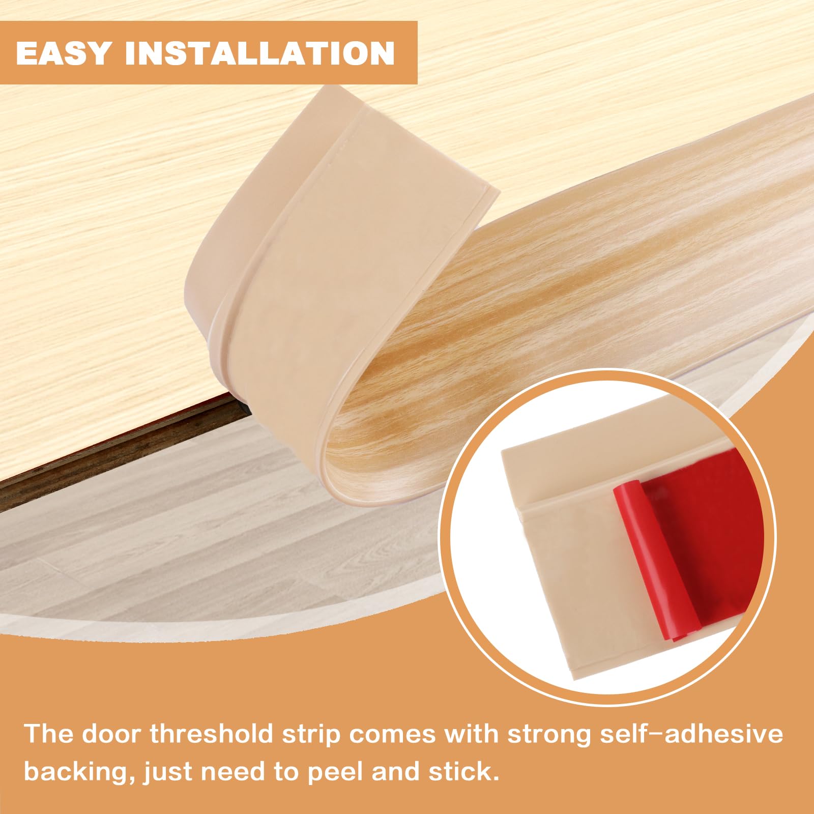 Vinyl Floor Transition Strip Self Adhesive Door Threshold Strip (3.3 Foot)