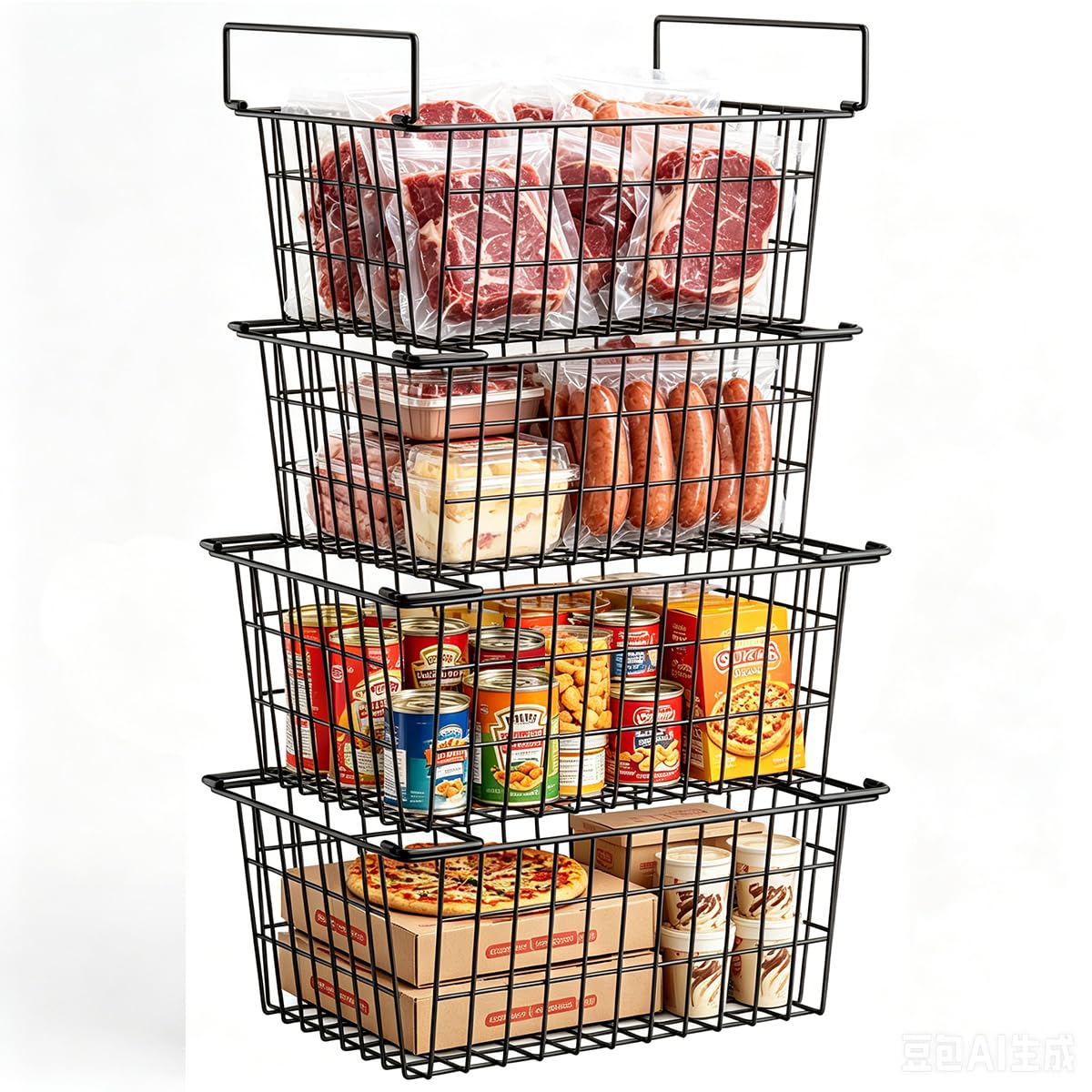 Stacking Freezer Organizer Bin Large Capacity Chest Freezer Baskets (4 Count)