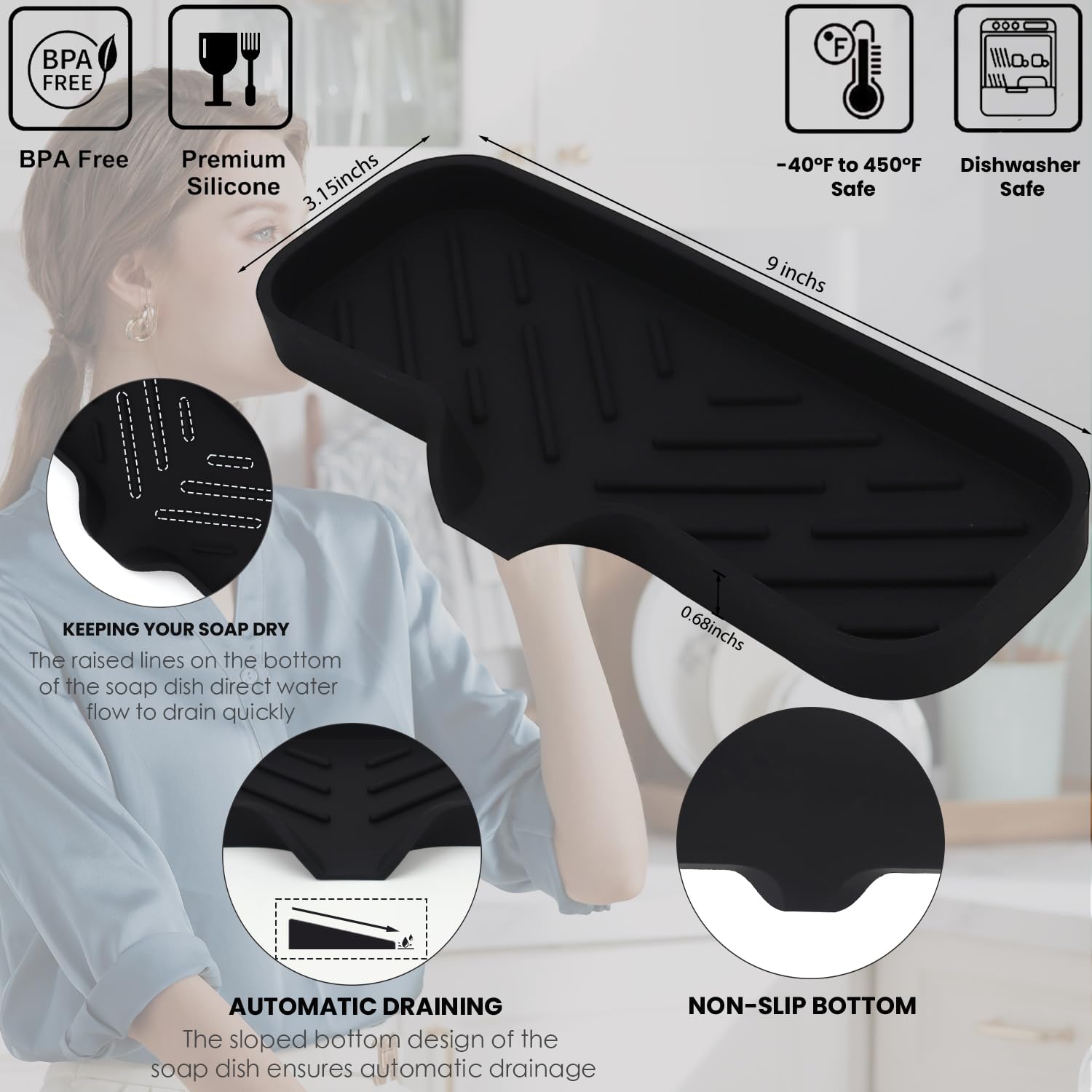 Silicone Bathroom Soap Dishes (3.52 Ounce)