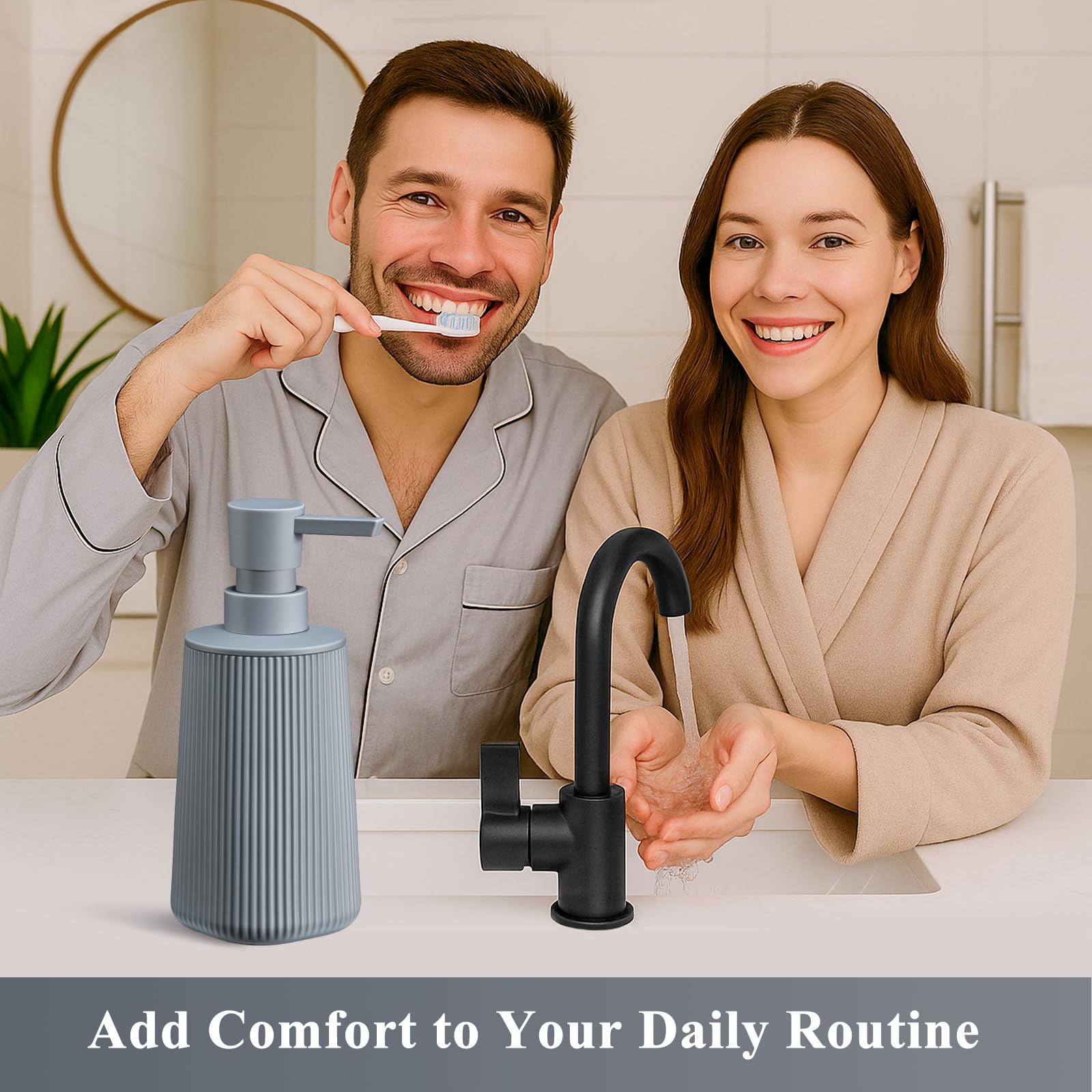 Gray Hand Soap Dispenser for Bathroom and Kitchen