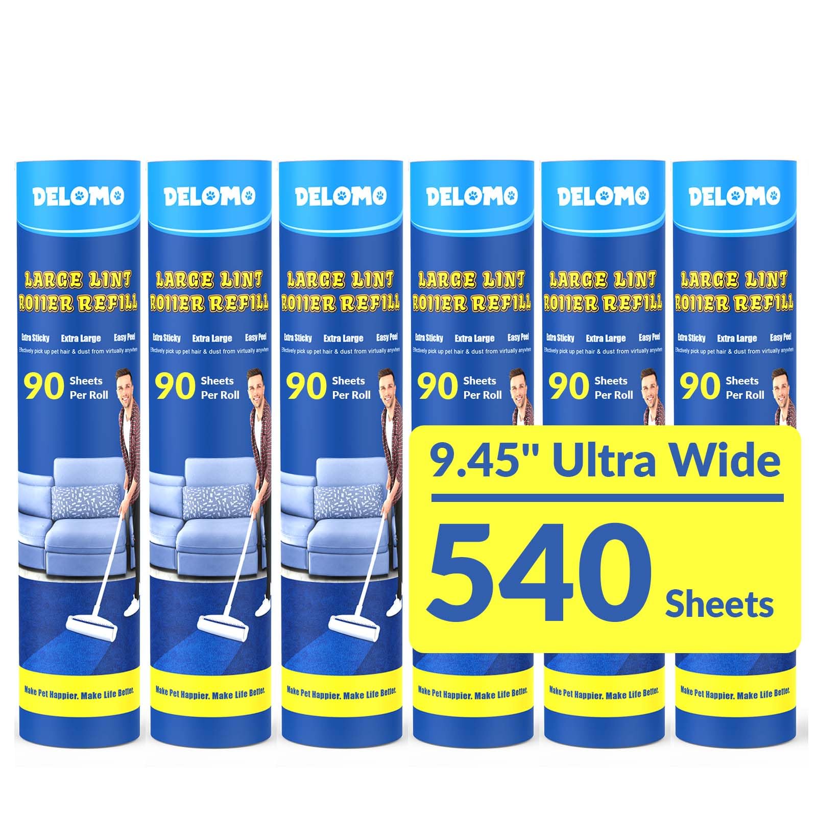 9.45” Large Lint Roller Refills (540 Count)