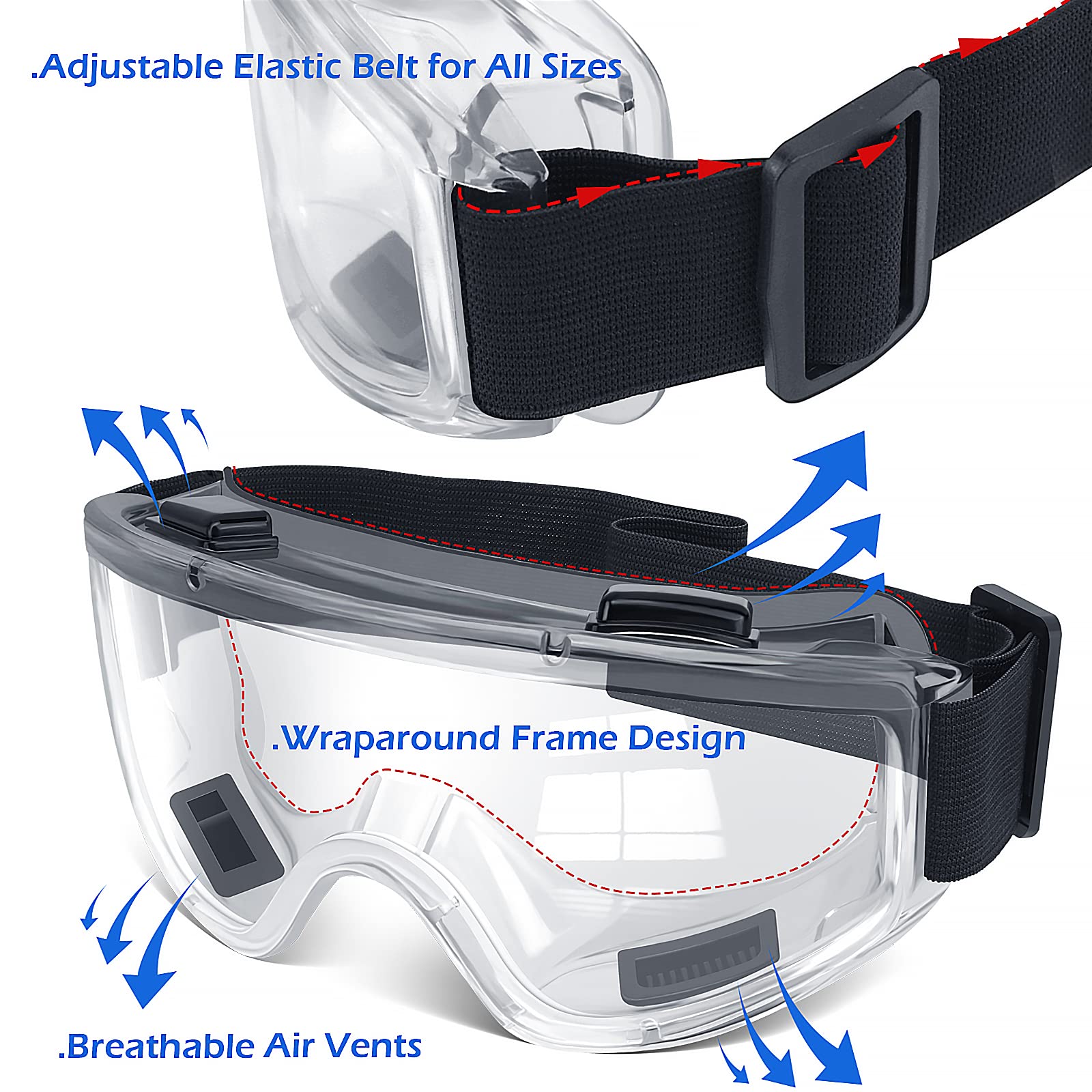 6 Pack Safety Goggles ANSI Z87.1 Glasses (6 Count)