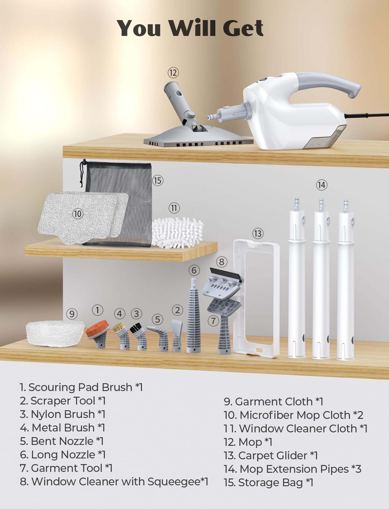10-in-1 Steam Mop, Detachable Handheld Steam Cleaner, Multi & Up Steamer for Cleaning with 350ml Tank,10s Heat-Up, 23Ft Cord, 248°F 1200W Powerful Floor Steam Mop for Hardwood Floors, Grout, Carpet