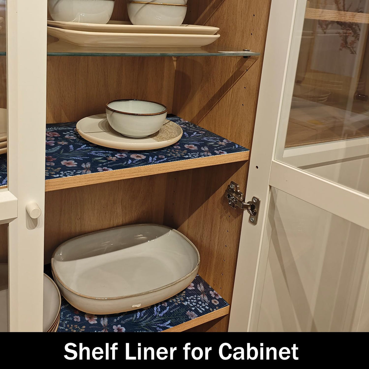 Butterfly Shelf and Drawer Liner for Kitchen Cabinets Dark Blue