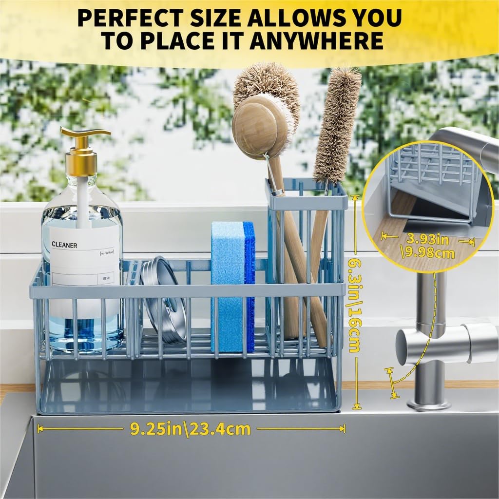 Sink Caddy Organzier with High Brush Holder