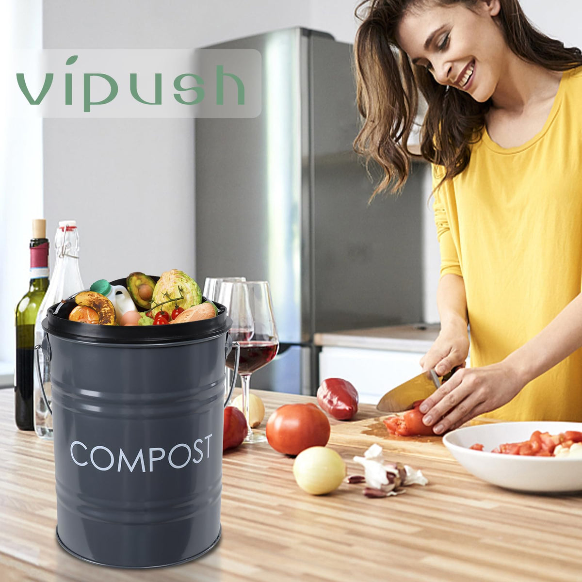 Compost Bin Kitchen Countertop Composter with lid