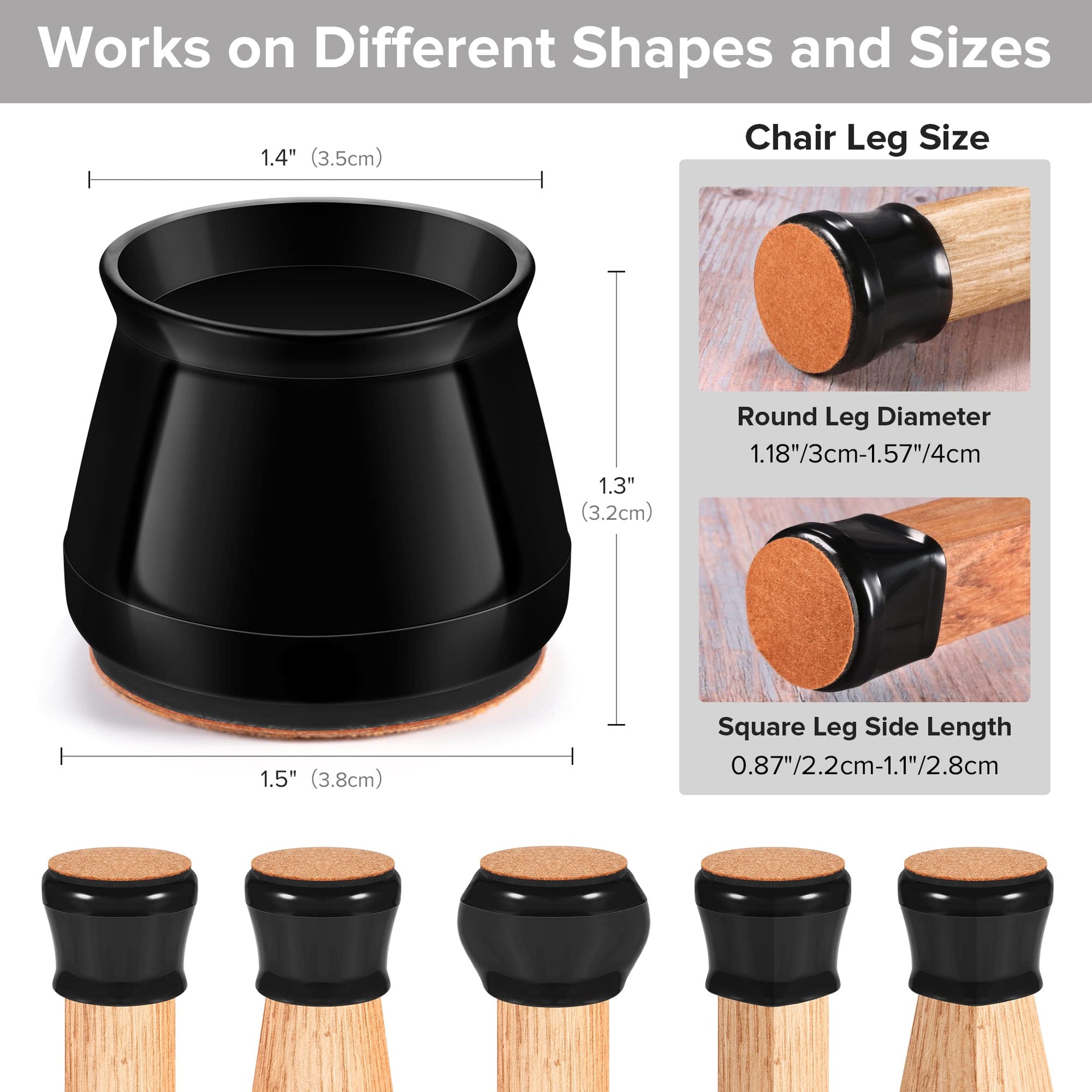 24PCS Upgraded Silicone Chair Leg Floor Protectors for Hardwood Floors (24 Count)