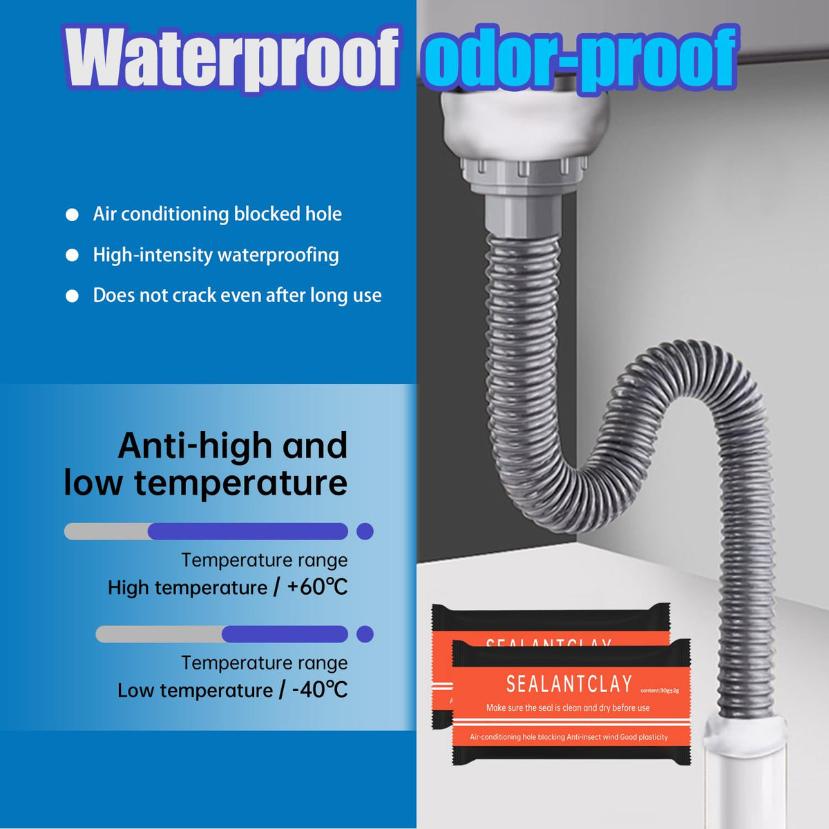 8 Pack Waterproof Duct Seal Putty for Drain & Wall Holes (8 Count)