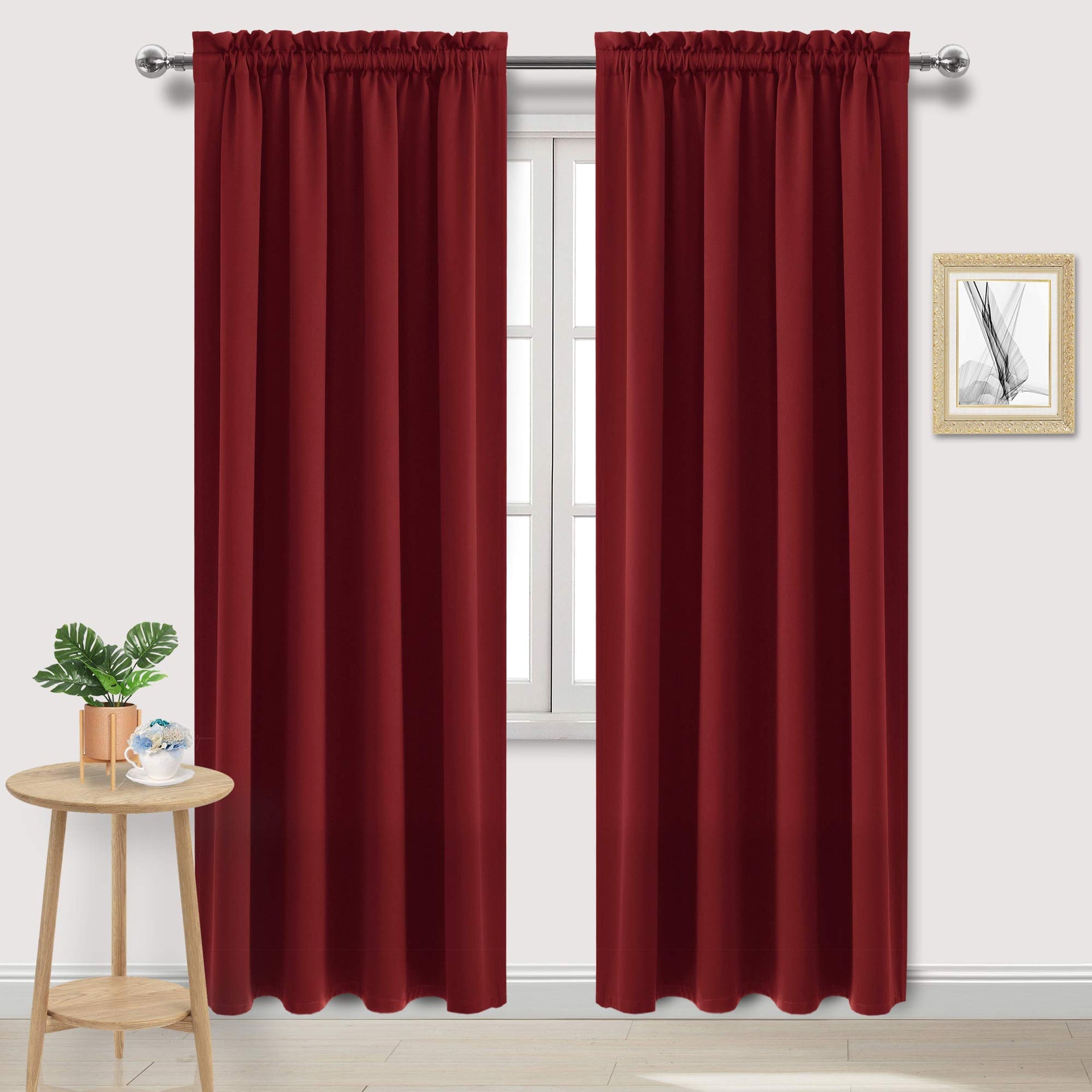 Blackout Curtains for Bedroom Living Room 38 x 84 Inch Long Burgundy