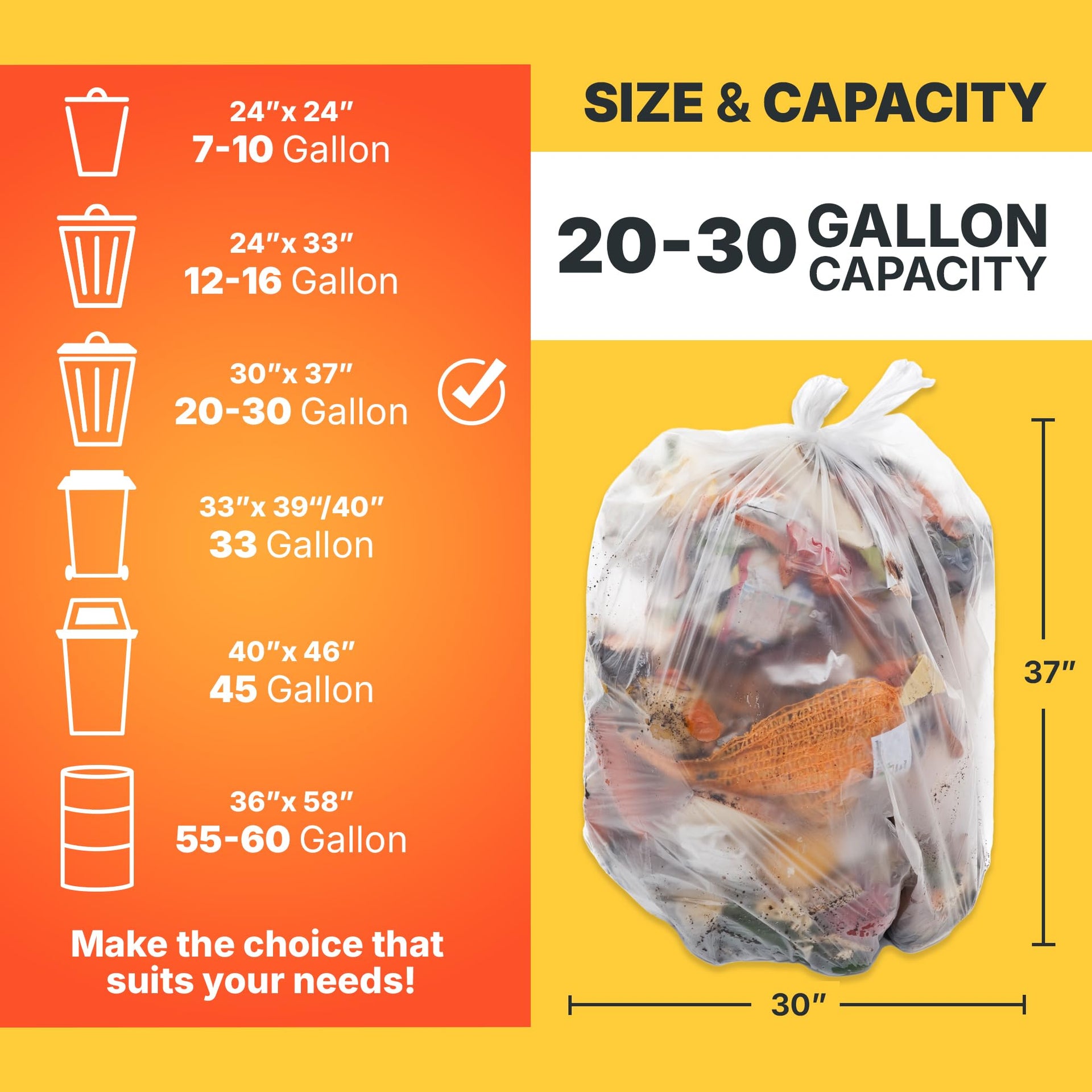 20 30 Gallon Trash Bags (500 Count)