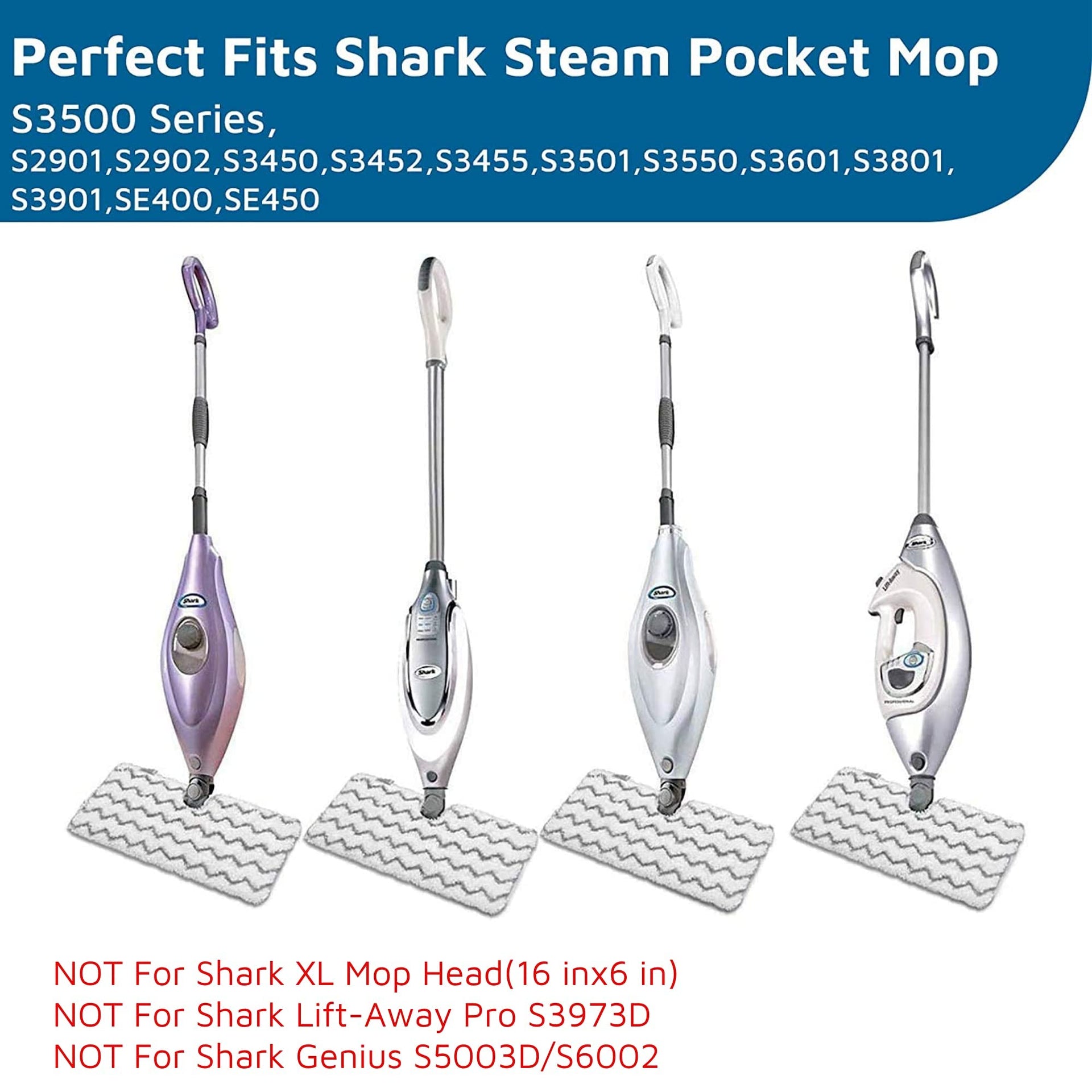Steam Mop Replacement Pads for Shark Steamer S3501 S3601 2 Pack (2 Count)