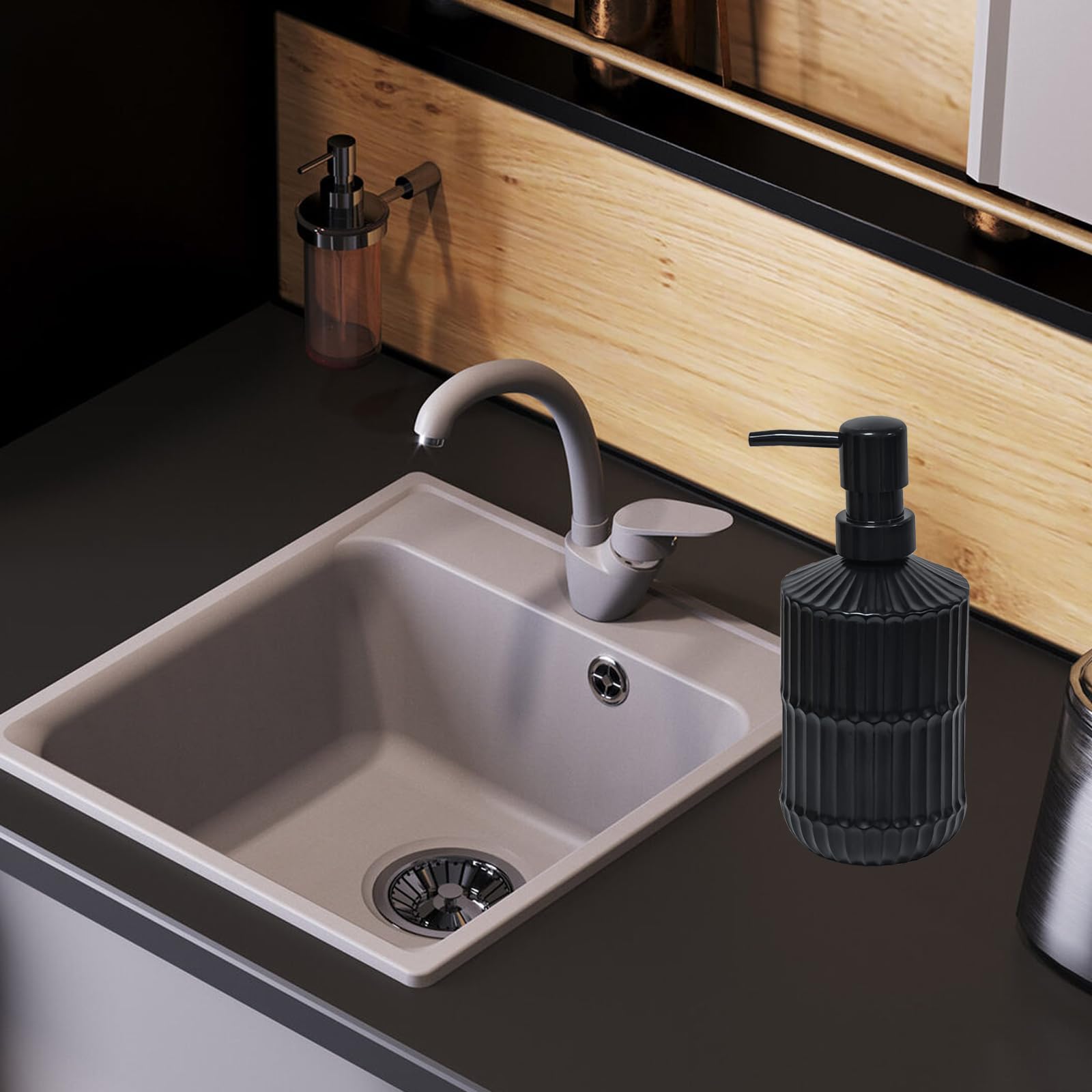 Black Glass Soap Dispenser with Pump