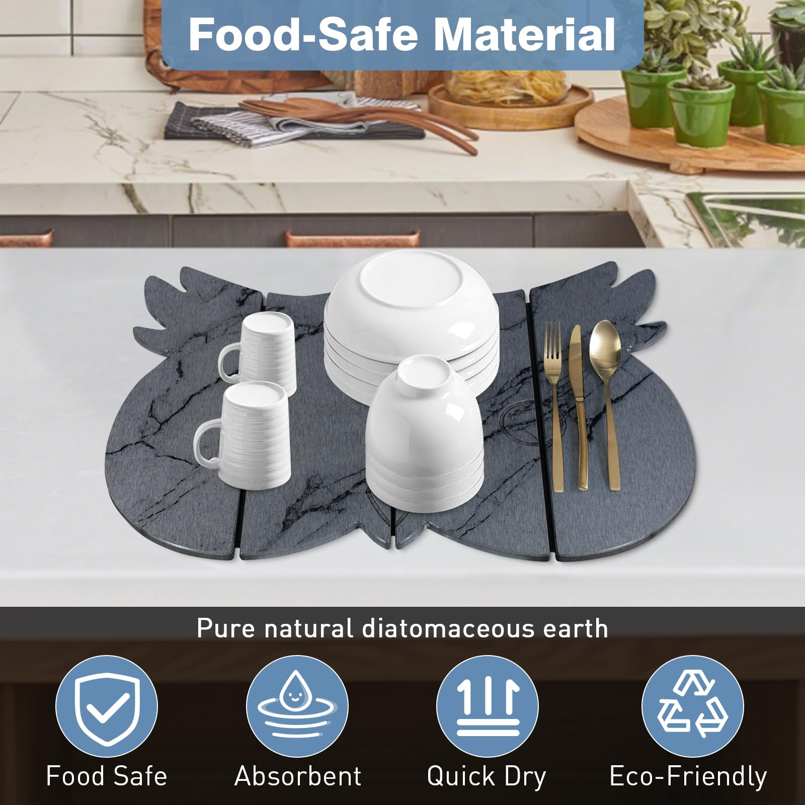 Large Stone Dish Drying Mat for Kitchen Counter