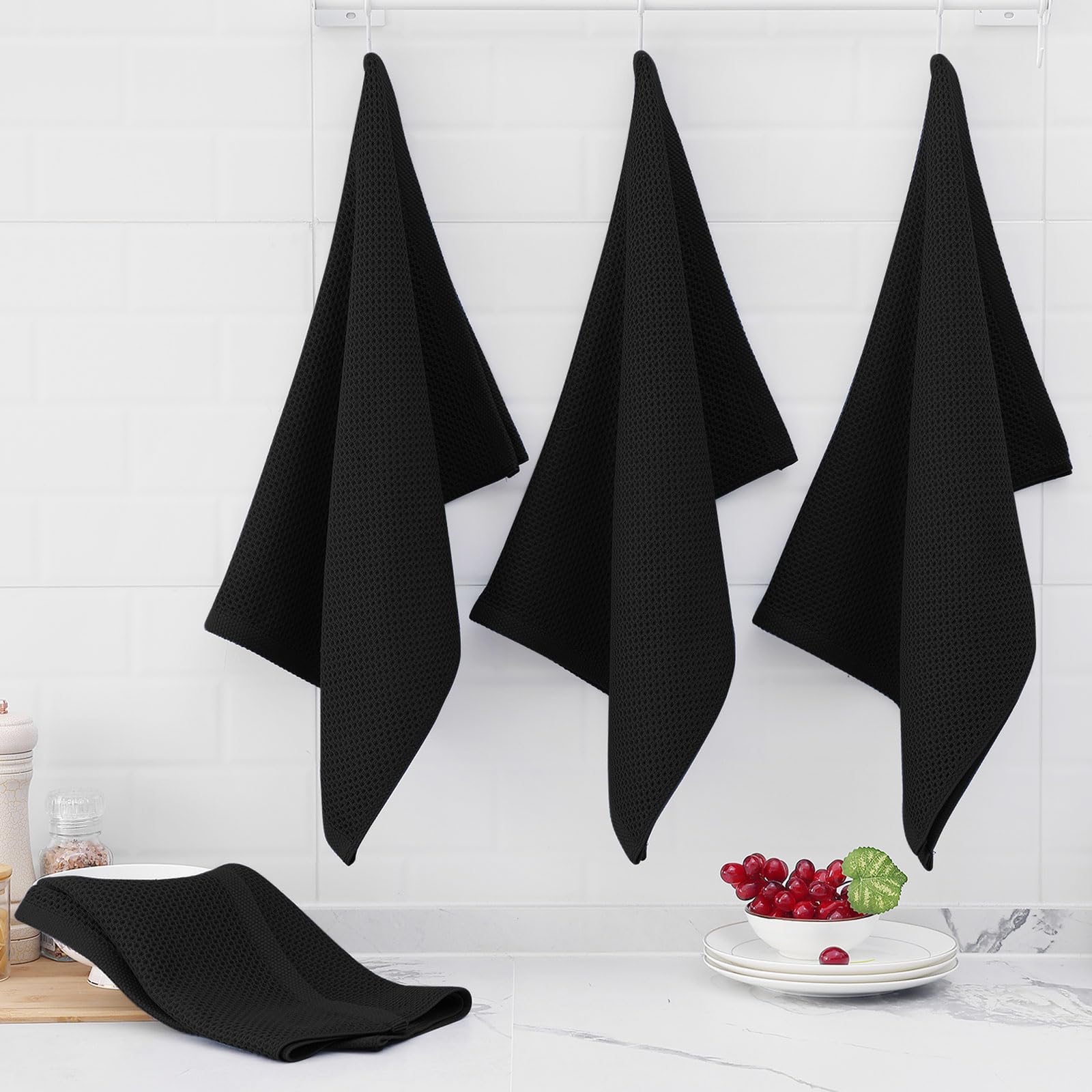 100% Cotton Oversized Waffle Weave Kitchen Towels 8 (8 Count)