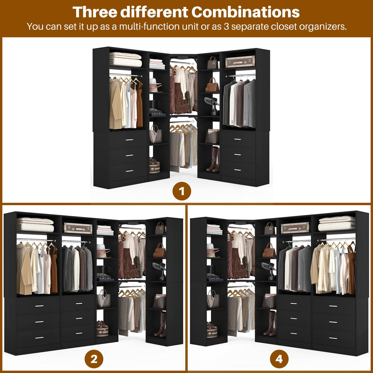 Corner Closet System with 6 Drawers