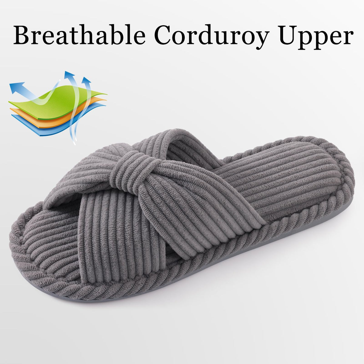 Summer House Slippers for Women Corduroy Open Toe Indoor Slippers