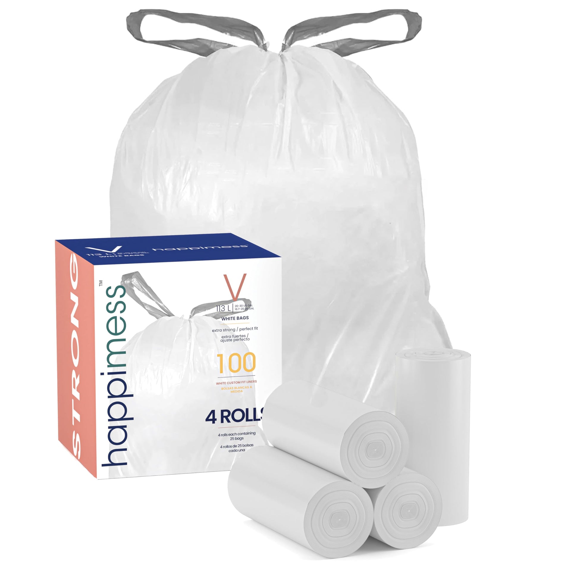 100 Count Unscented 30 Gal Drawstring Trash Can Liner