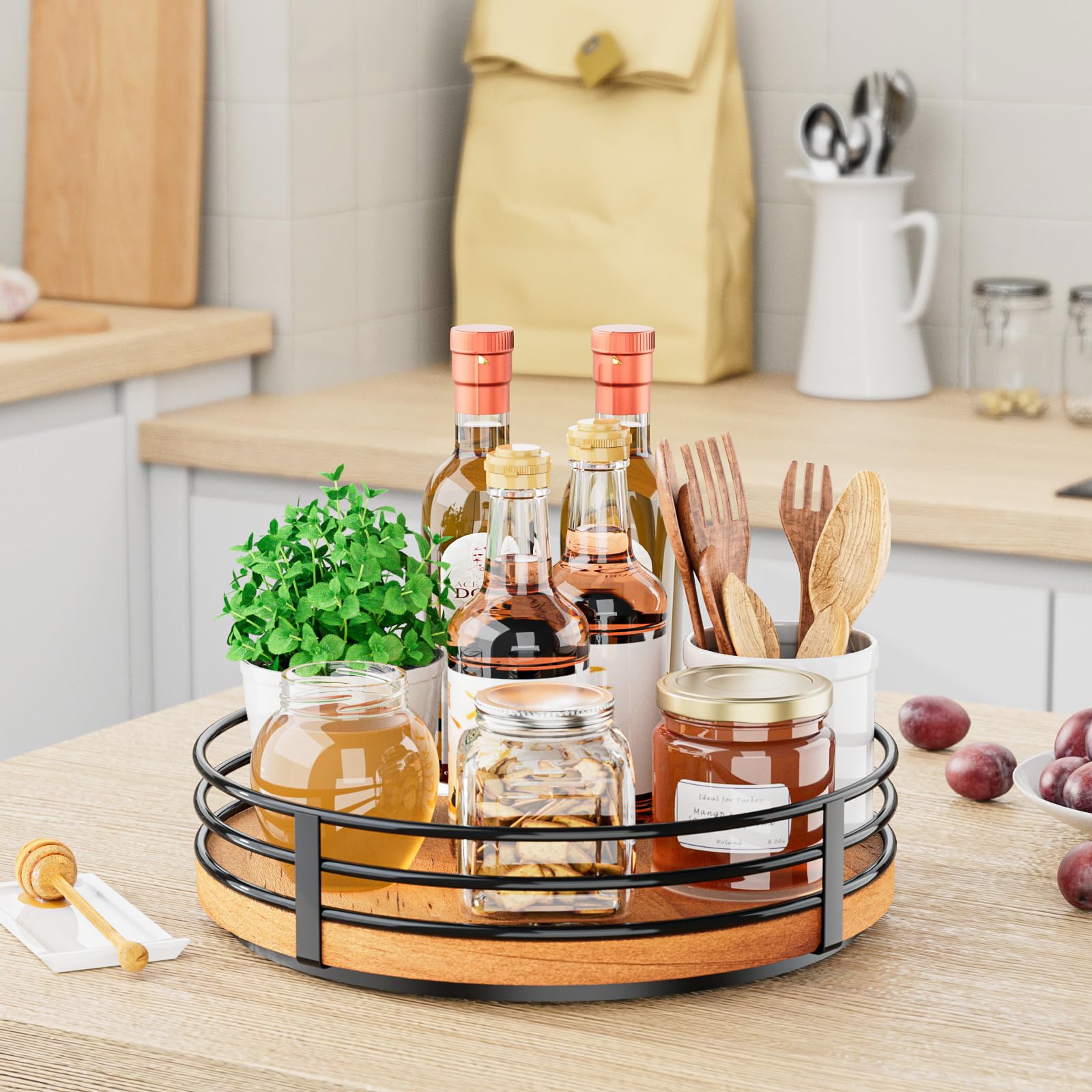 Wood Lazy Susan Turntable Organizer