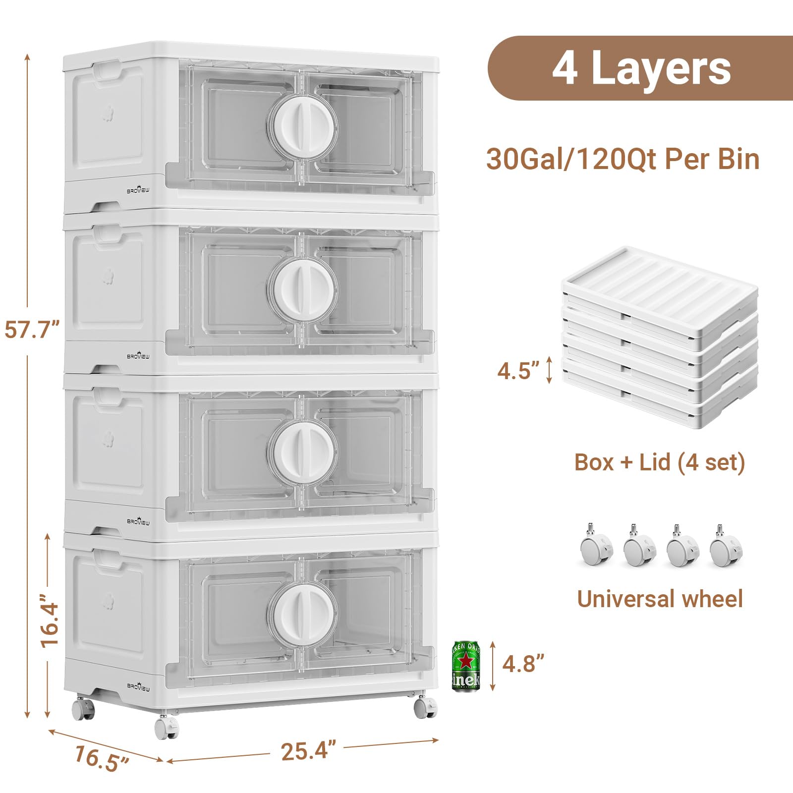 480Qt Lockable Stackable Storage Bins with Lids (4 Count)