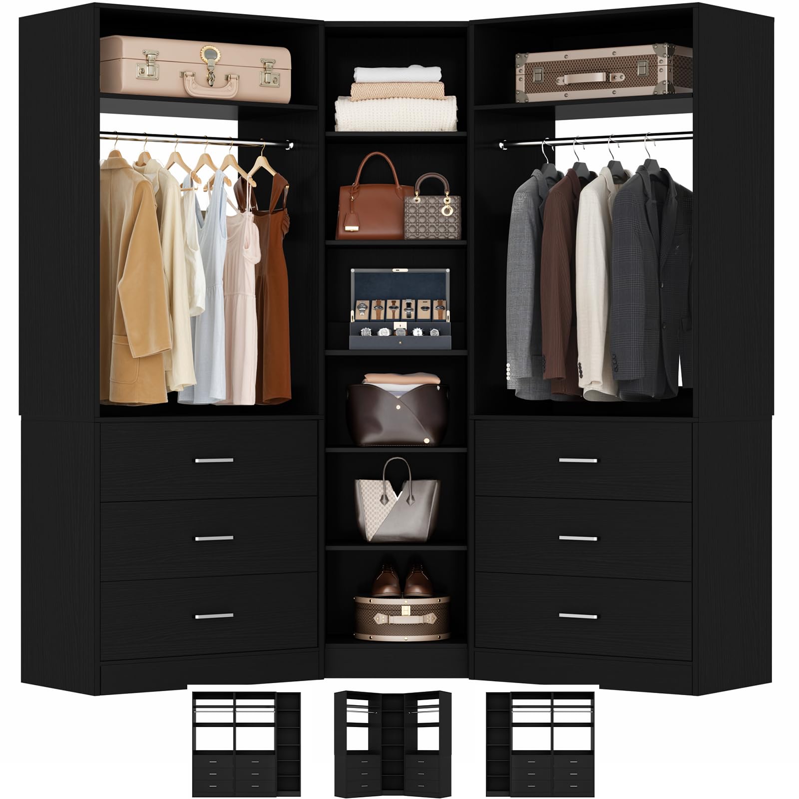 Closet System with 6 Drawers & 10 Shelves