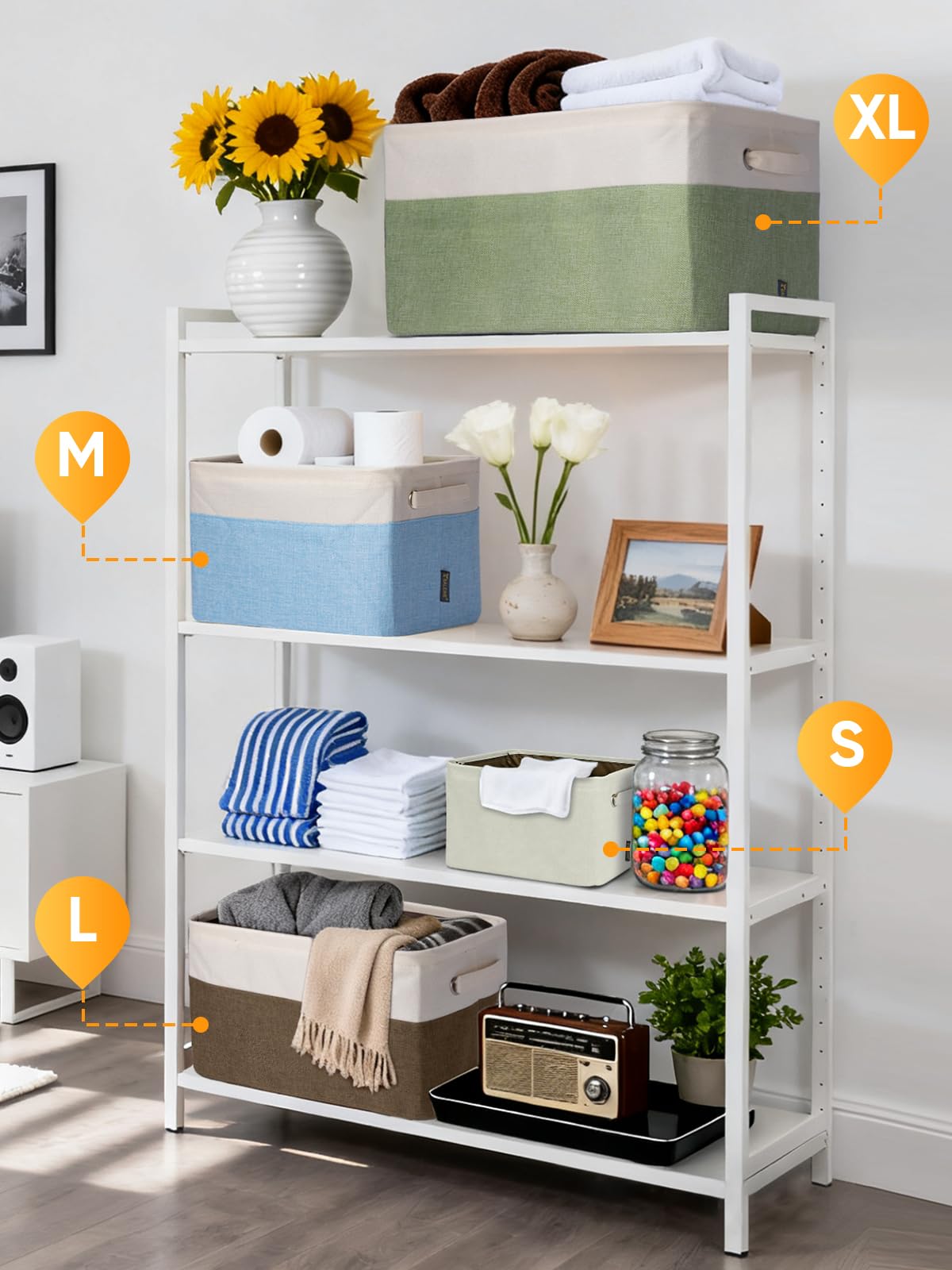 3 Pack Fabric Closet Storage Bins for Shelves (3 Count)