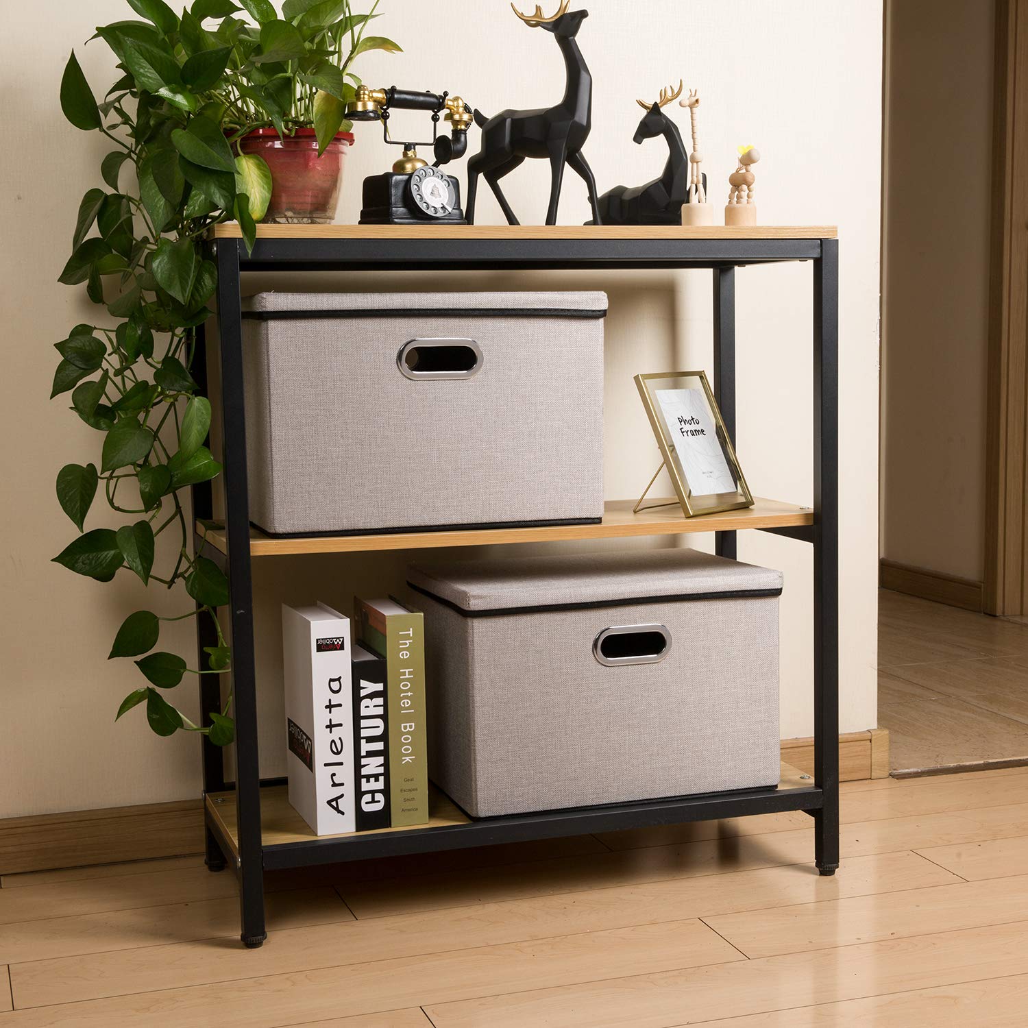 Large Foldable Storage Bins with Lids [3 (3 Count)
