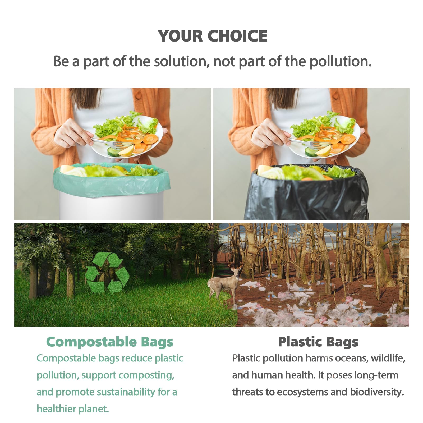 Biodegradable Medium 8 Gallon Trash Bags (80 Count)