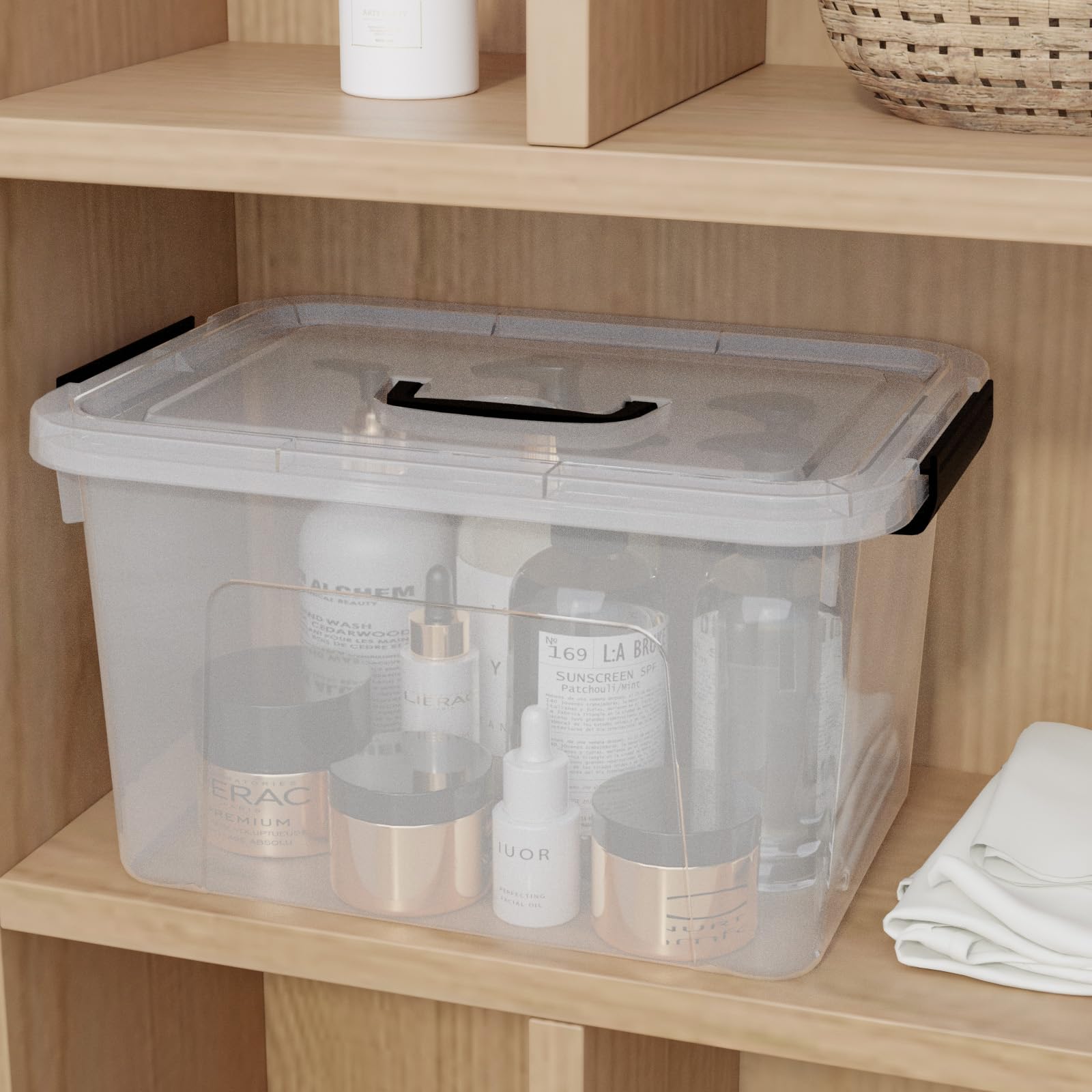 10.5 L Clear Latch Storage Bin with Lid (4 Count)