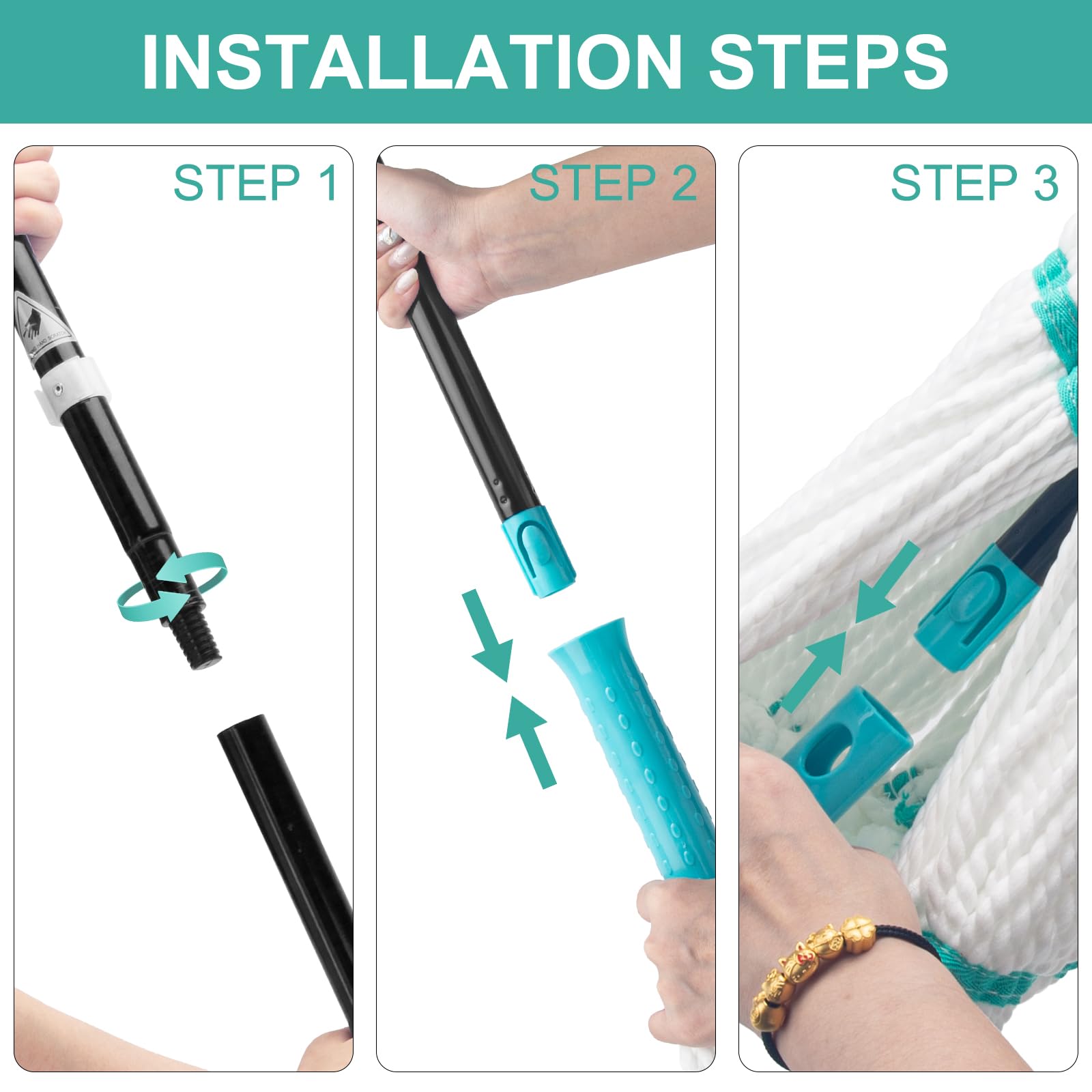 Self Wringing Twist Mop with 57 " Long Handle