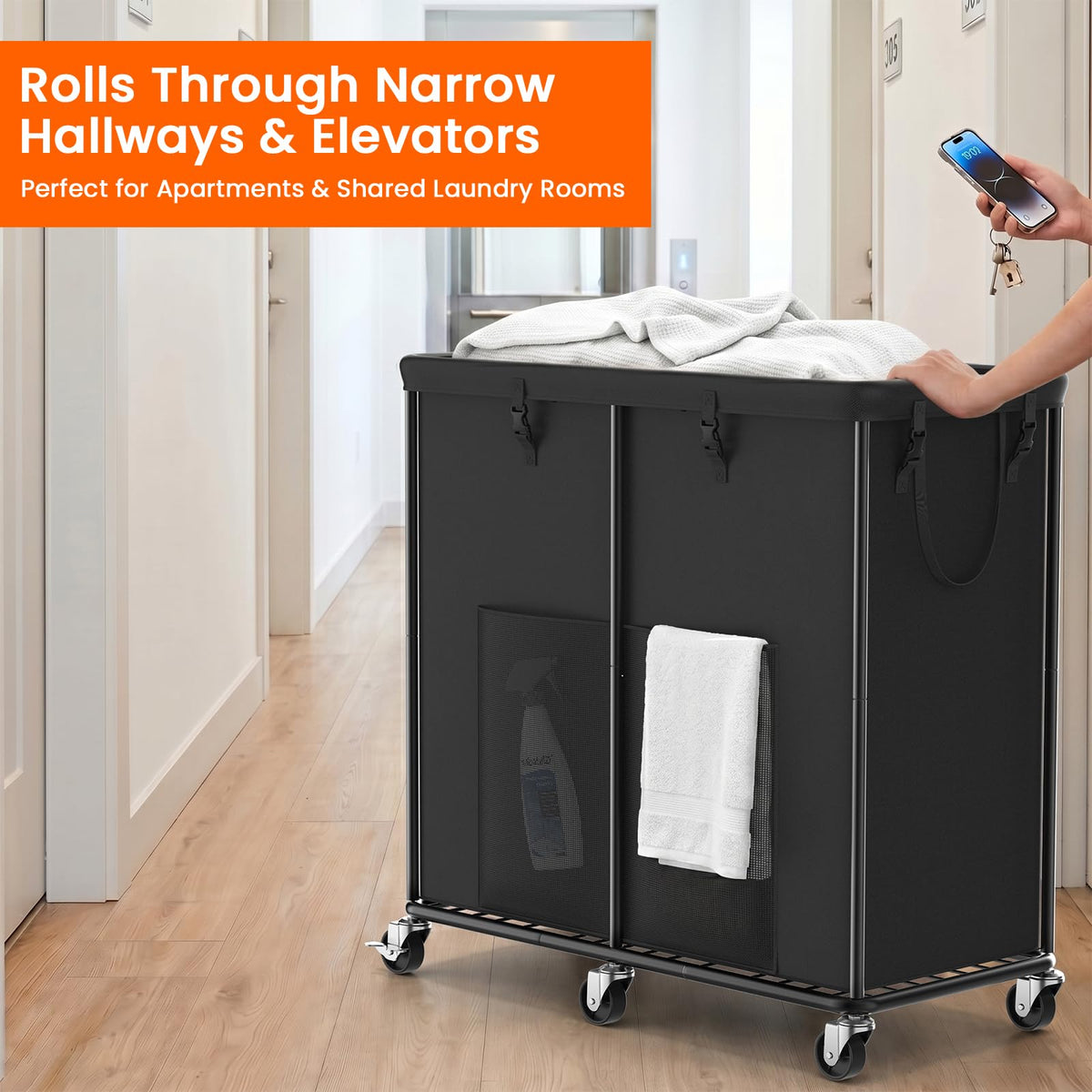 80 GAL Laundry Hamper with Lid & Wheels