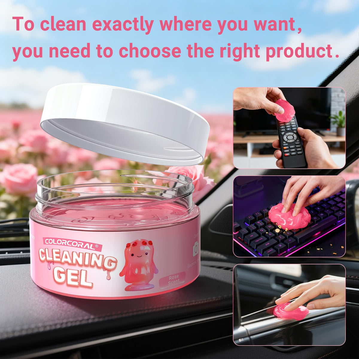 2Pack Car Cleaning Gel Reusable Detailing Kit Slime Cleaner Pink (2 Count)