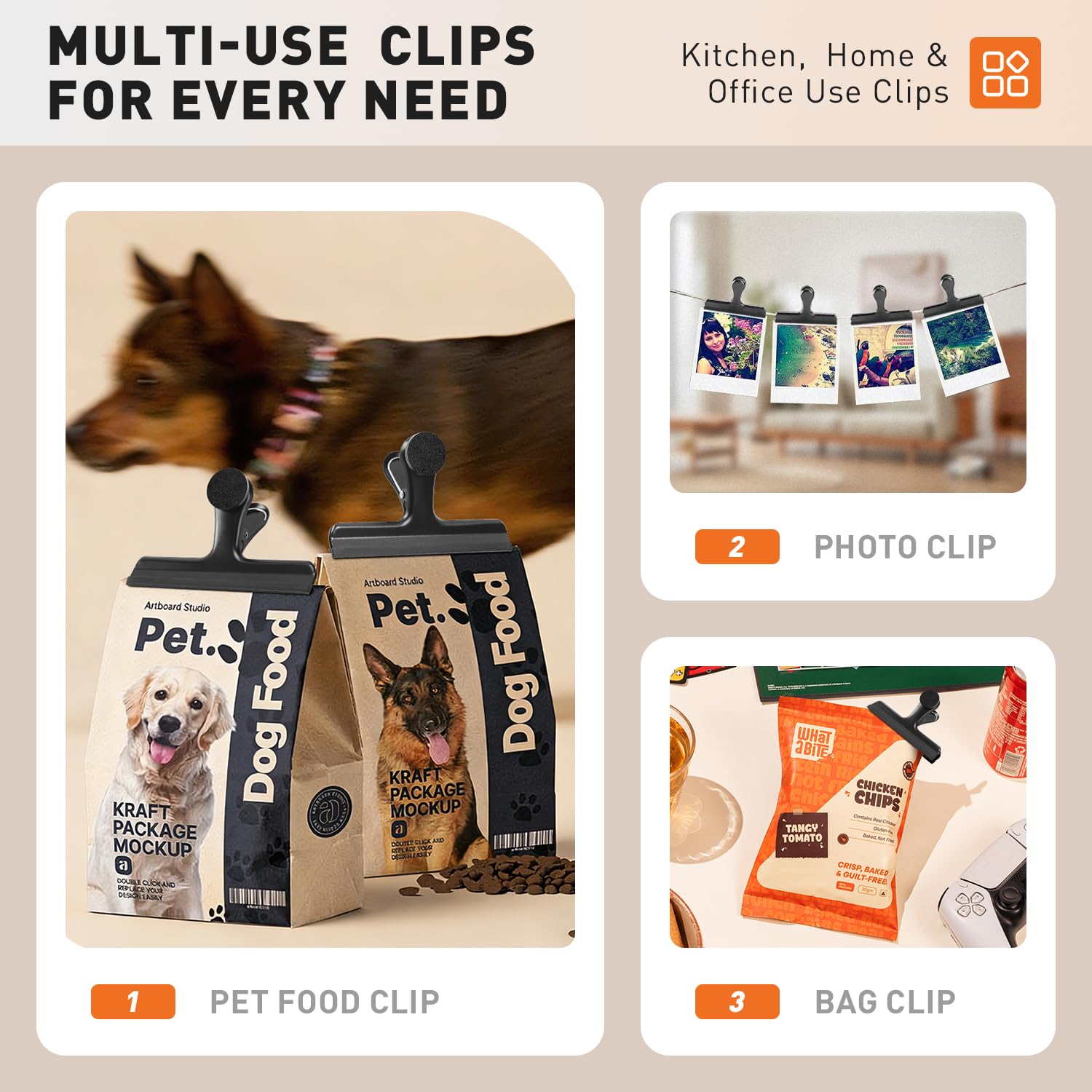 Large Chip Clips Bag Clips (6 Count)