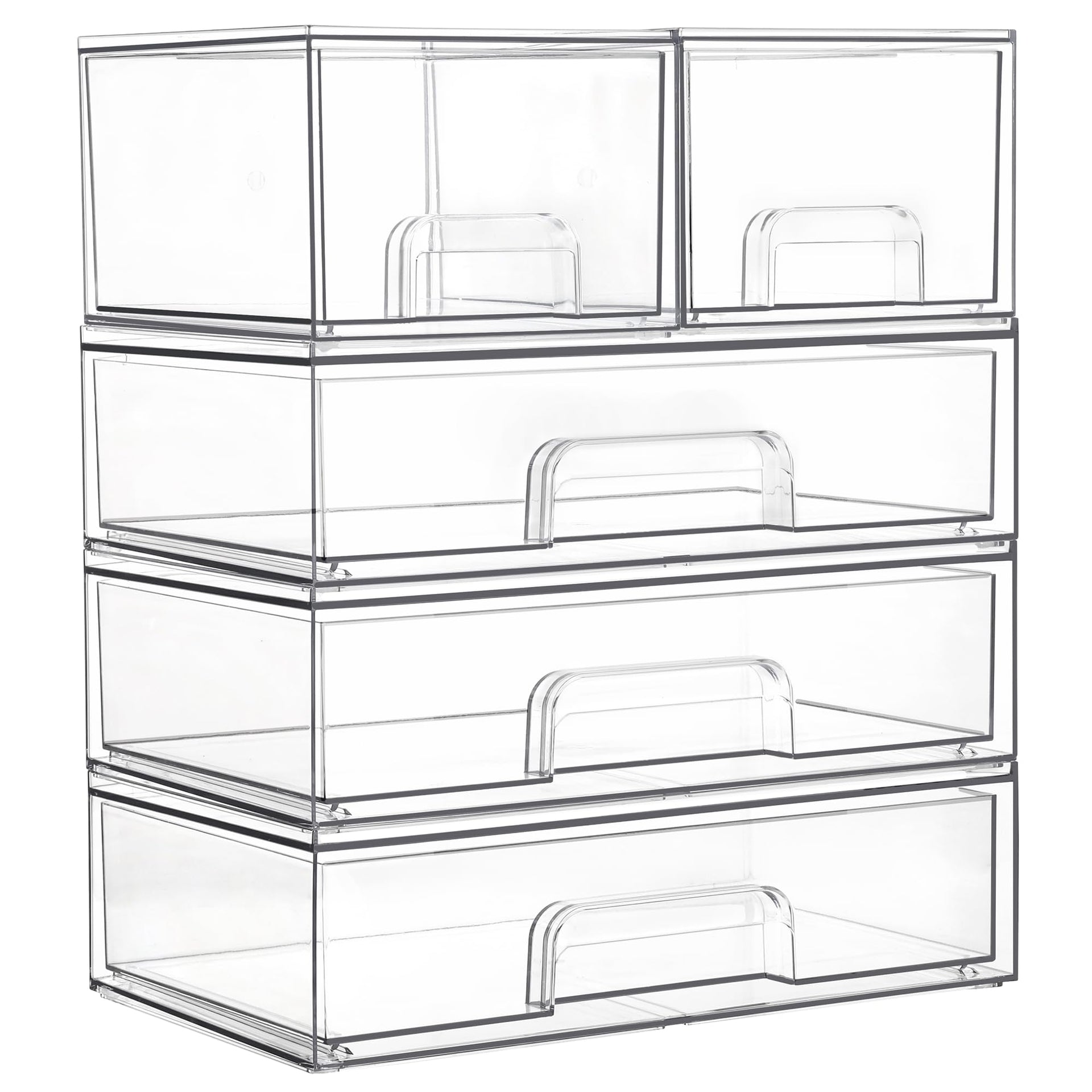 Clear Stackable Storage Drawers Set of 5 (5 Count)