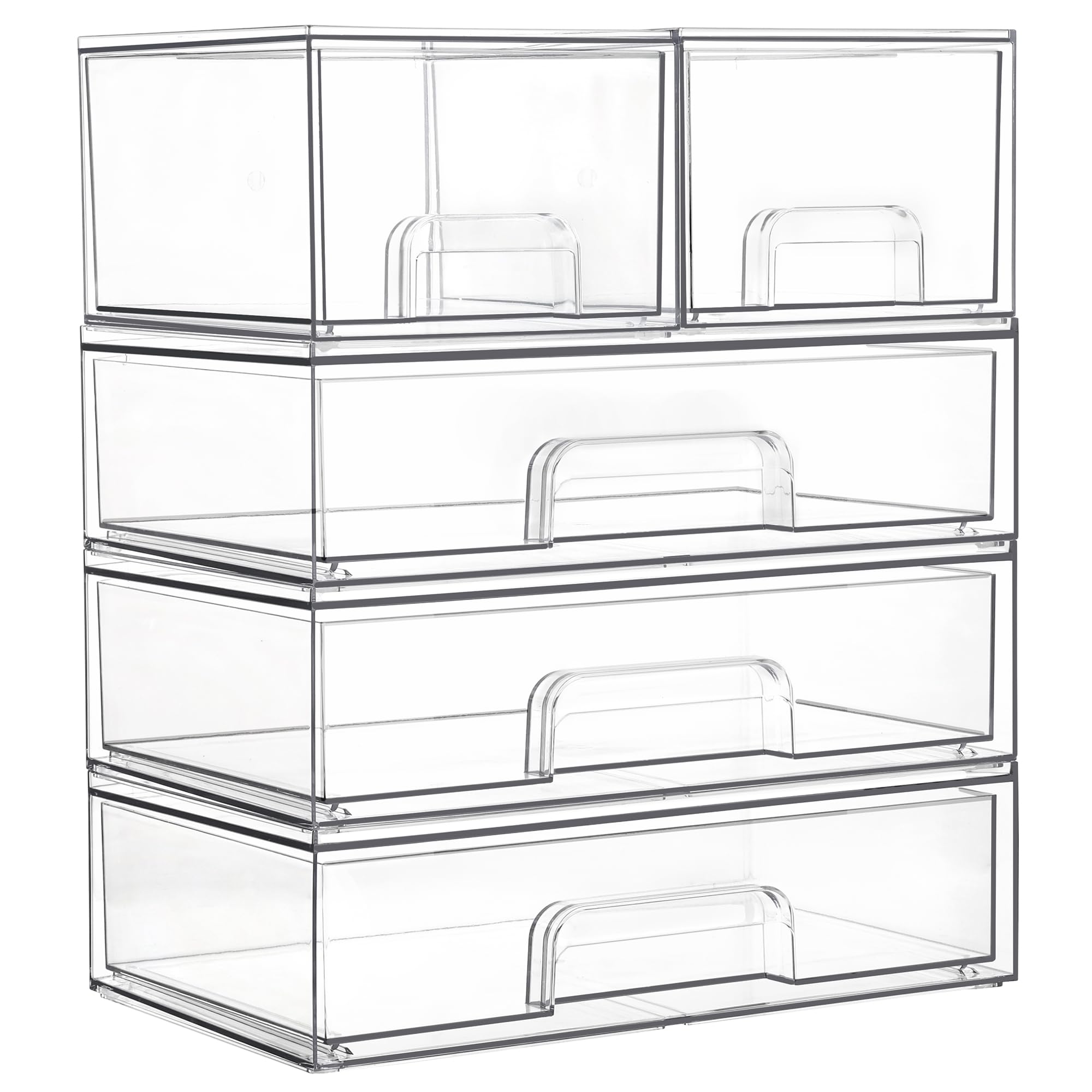 Clear Stackable Storage Drawers Set of 5 (5 Count)