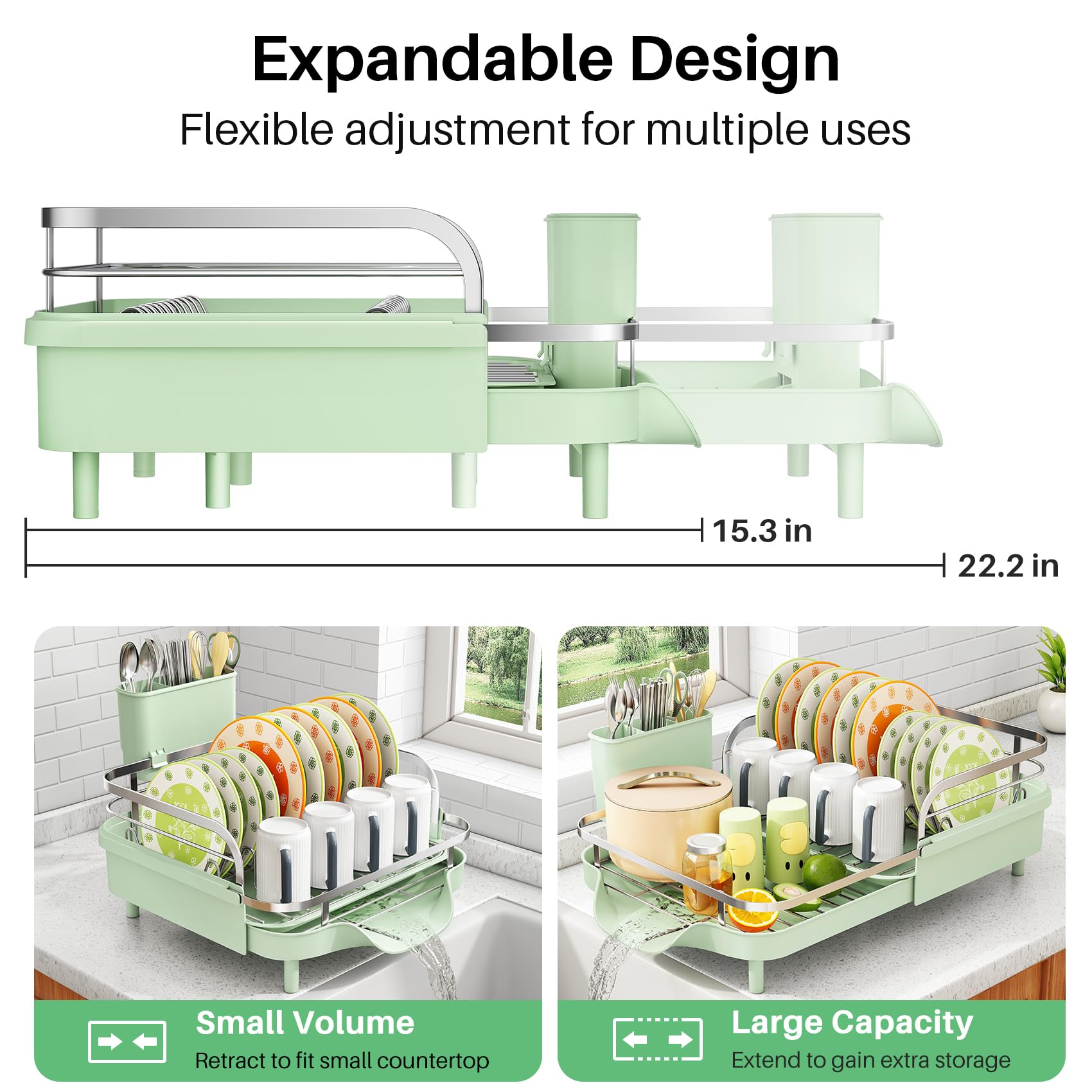 Expandable Dish Drying Rack for Small Kitchen Counter