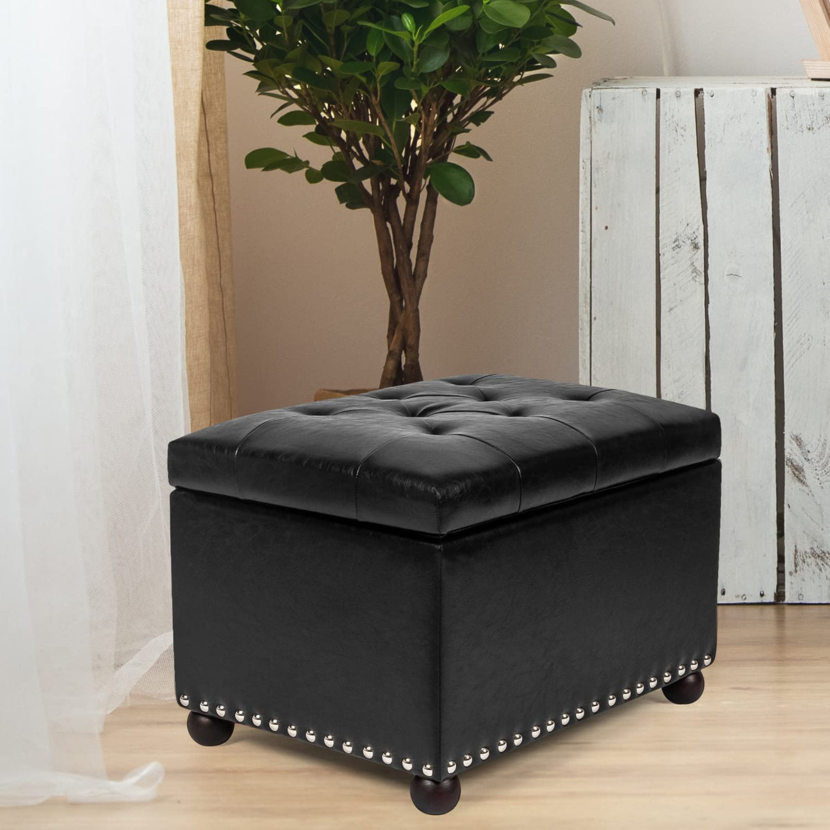 Leather Storage Ottoman