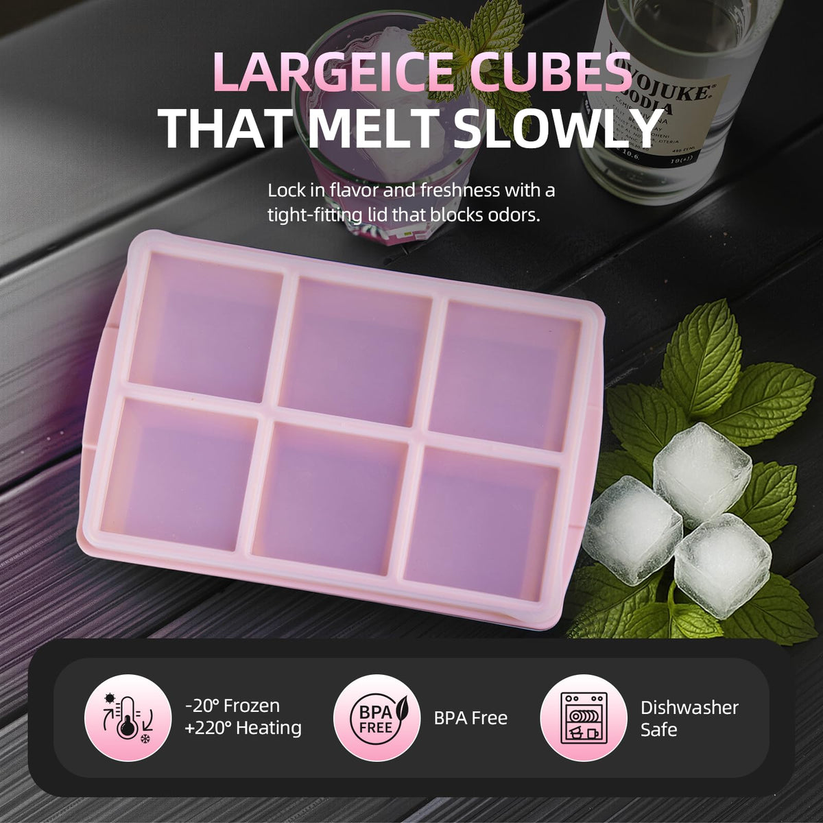 Large Ice Cube Trays for Whiskey (9.9 Ounce)