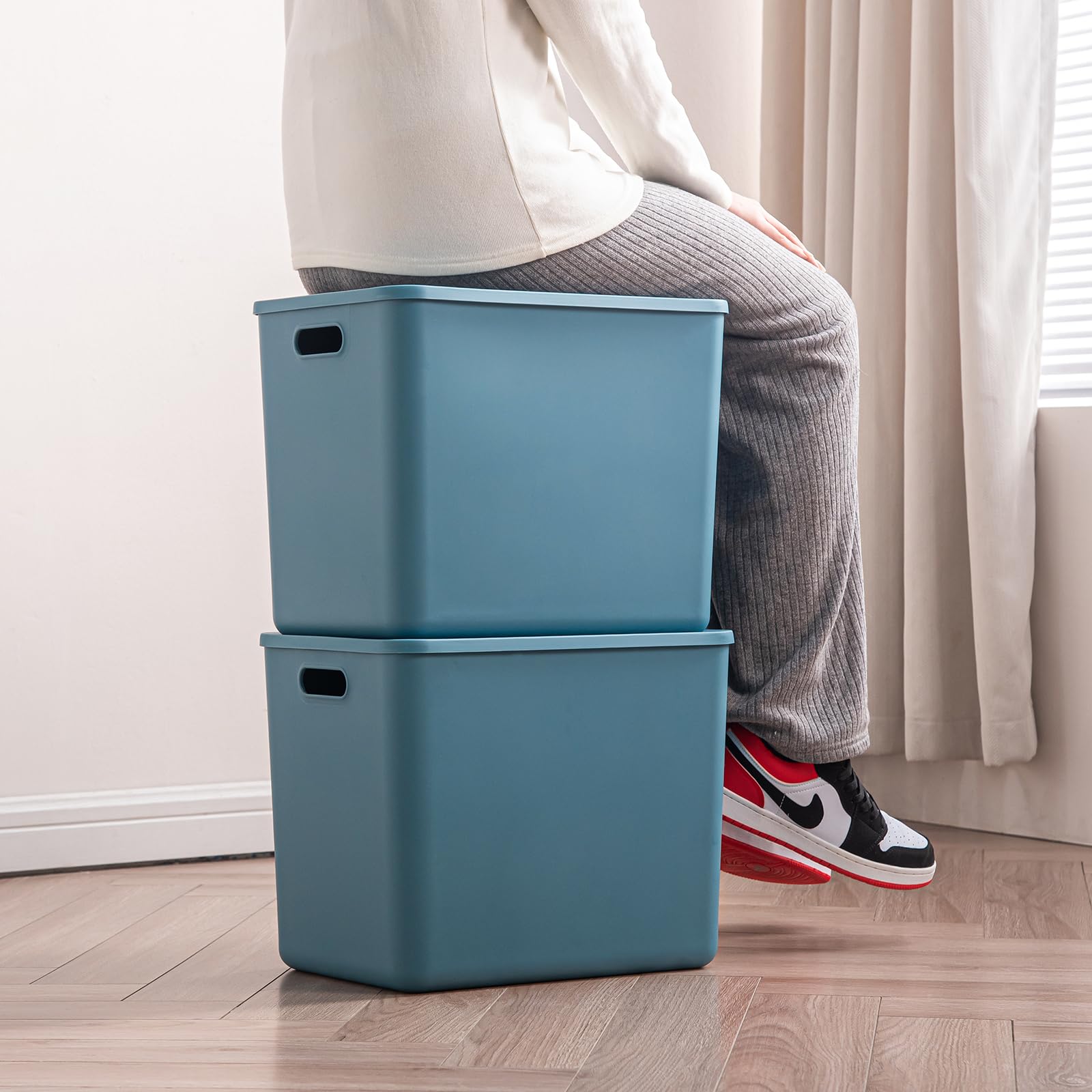 Plastic Storage Bins with lids (7 Count)
