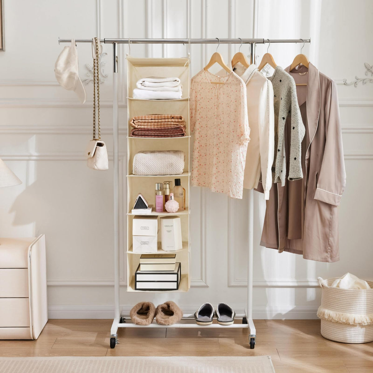 2 Pack 6 Tier Foldable Hanging Closet Organizer