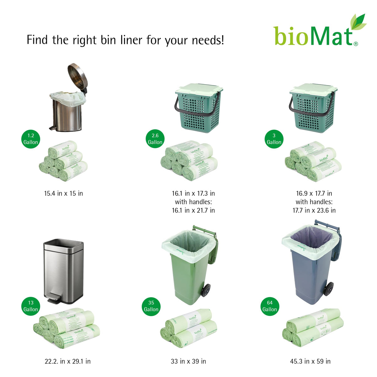 2.6 Gallon Compostable Food Scrap Bags (125 Count)