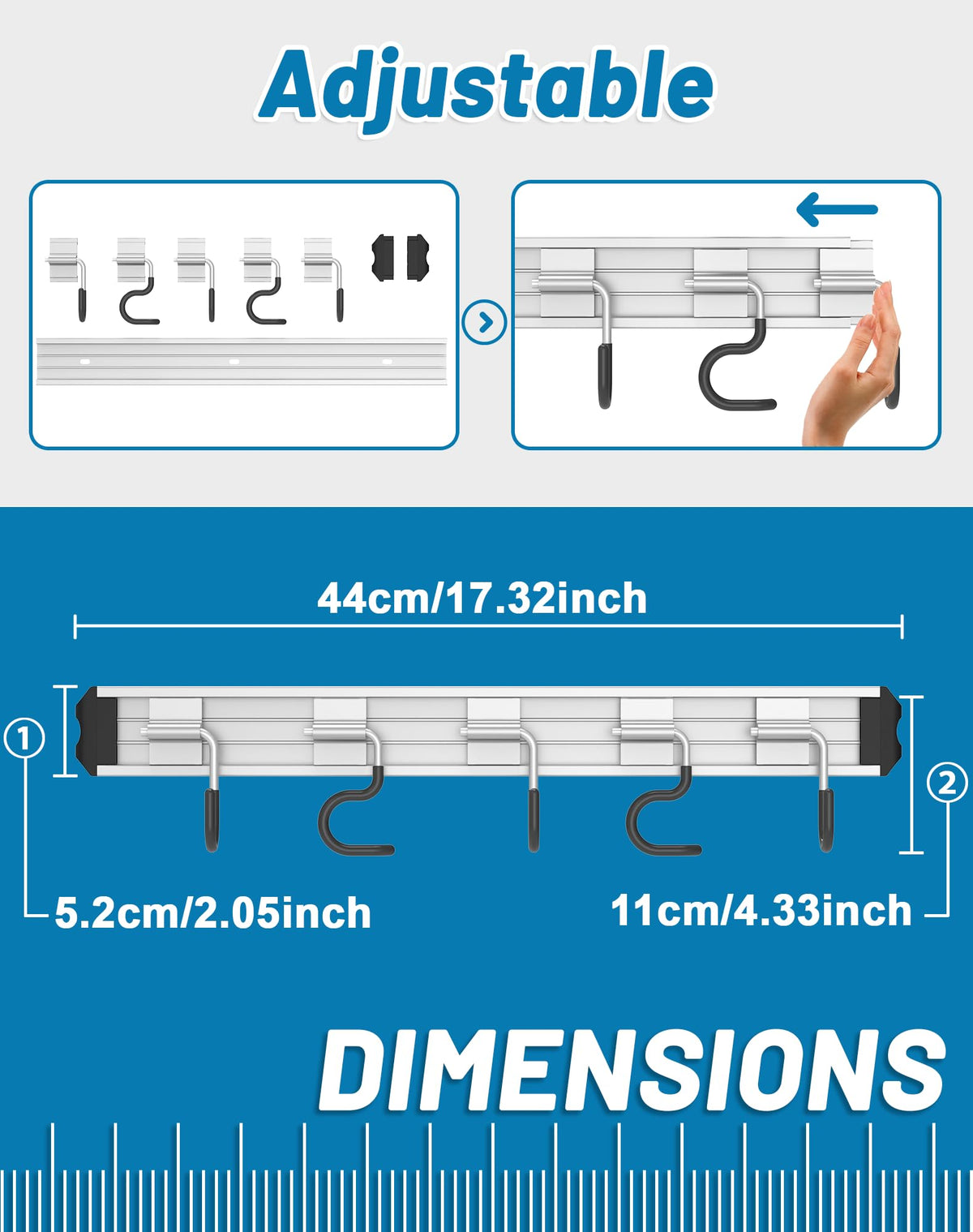 Mop and Broom Holder Wall Mount Garden Tool Rack Organizer (4 Count)