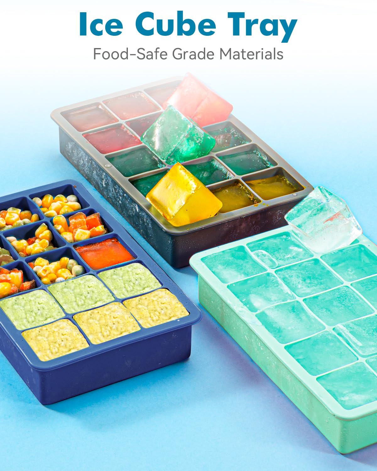 2 Pack Silicone Ice Cube Trays for Cocktail (8 Ounce)
