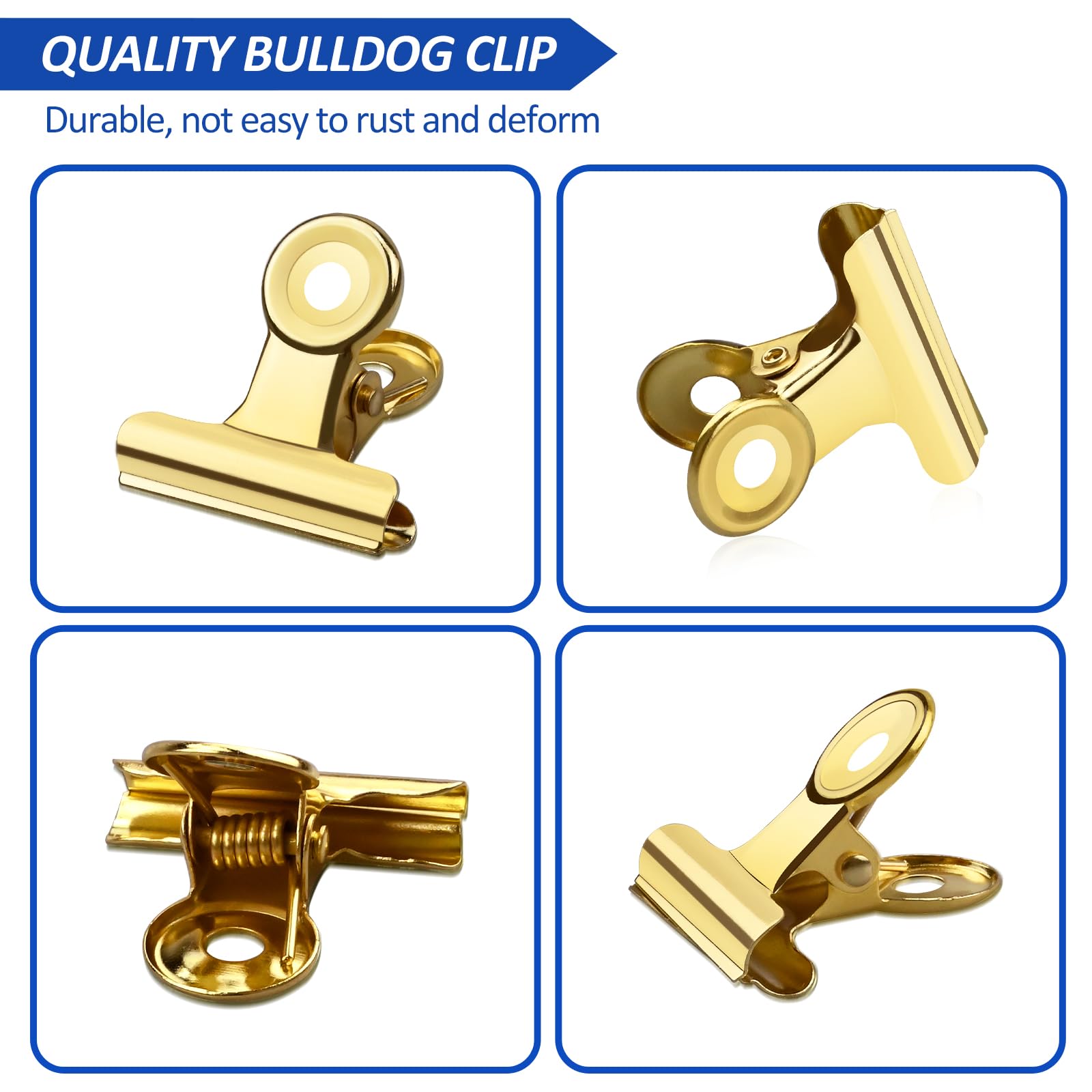 30 Pack Small Bull Clips 1.22 Inch Mini Metal Hinge Clips Binder Paper Hinge Clip for Office (30 Count)