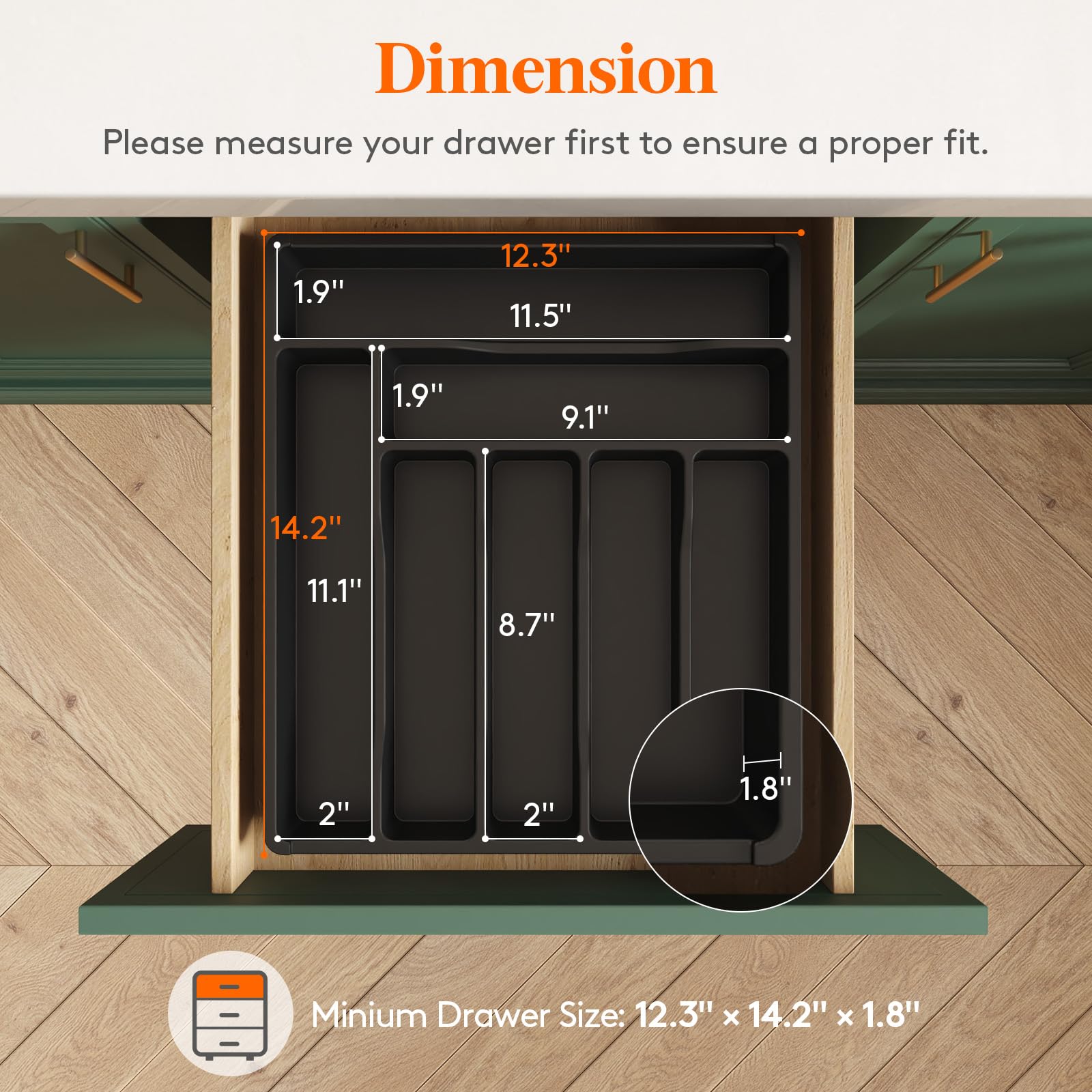 Silverware Drawer Organizer Tray
