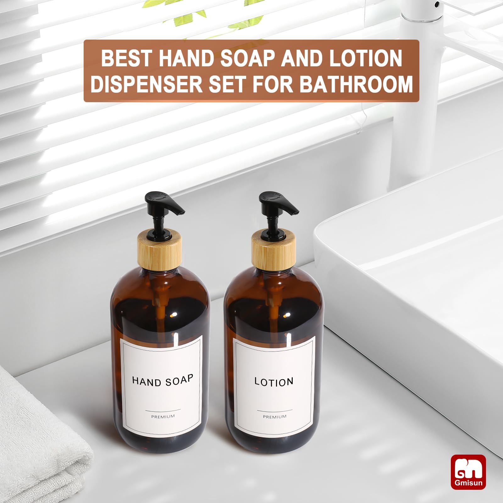 Amber Glass Soap Dispenser (2 Count)