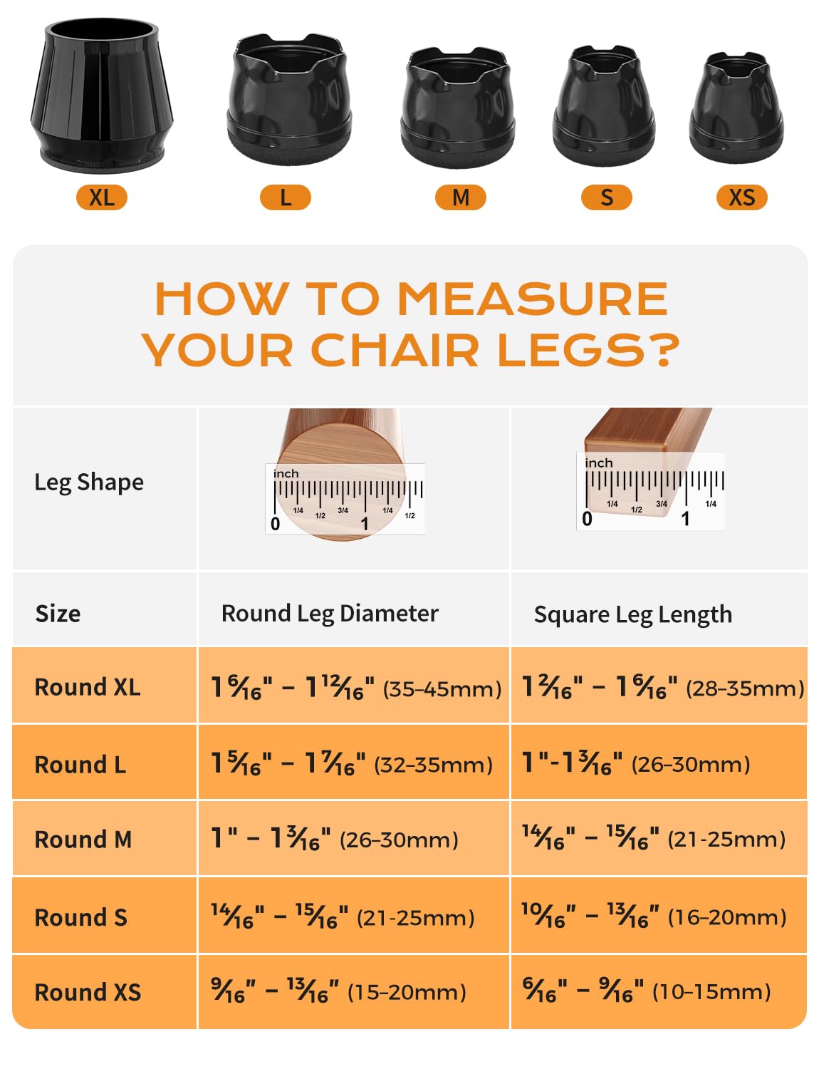24 Pack Silicone Chair Leg Floor Protectors for Hardwood Floors (24 Count)