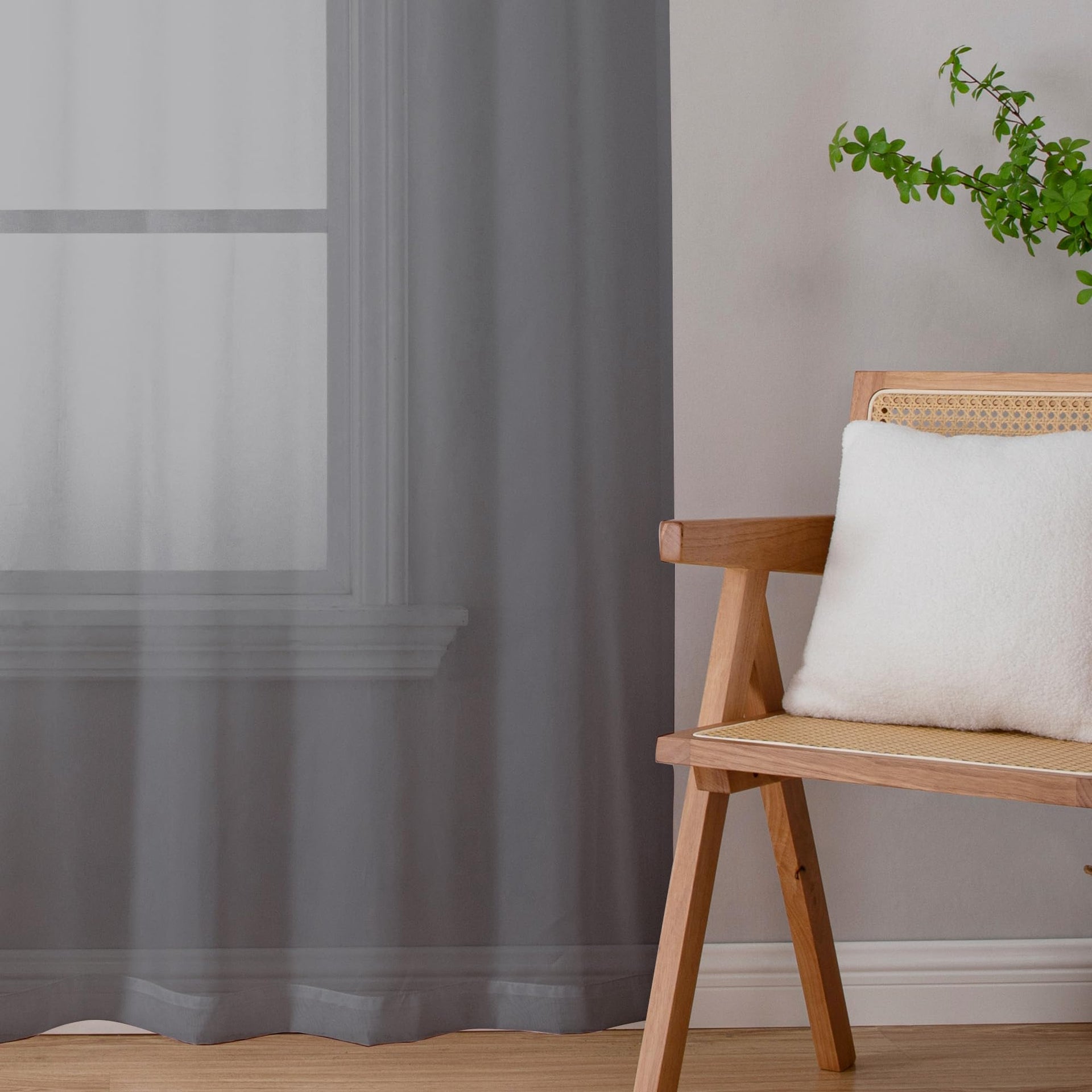 Sheer Charcoal Grey Curtains 90 inches Long 2 Panels (2 Count)